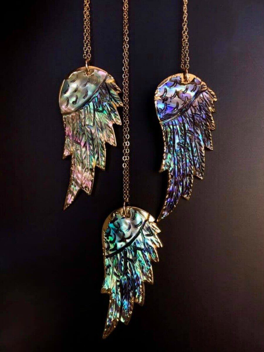 Abalone Wing Necklace-Chain Necklaces-Krush Kandy, Women's Online Fashion Boutique Located in Phoenix, Arizona (Scottsdale Area)