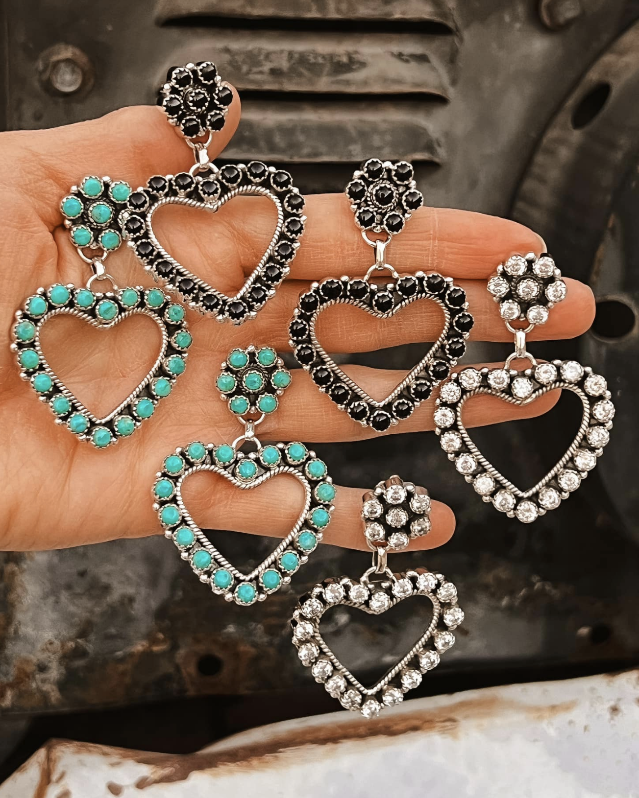 Love Me Stone Heart Earrings MADE TO ORDER-Hoop Earrings-Krush Kandy, Women's Online Fashion Boutique Located in Phoenix, Arizona (Scottsdale Area)