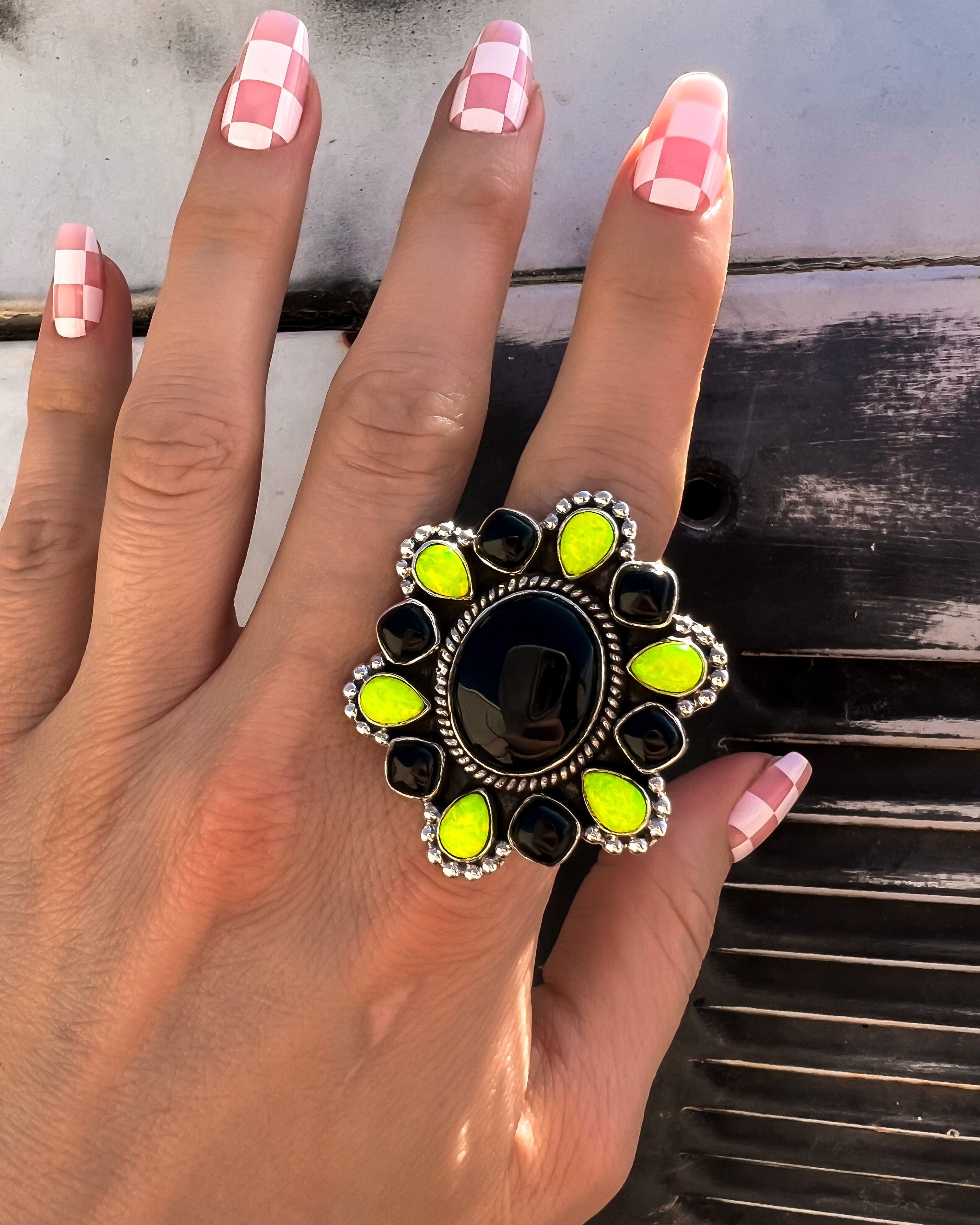 Krush Originals Portrait Mode Neon Opal & Black Onyx Ring-Krush Kandy, Women's Online Fashion Boutique Located in Phoenix, Arizona (Scottsdale Area)