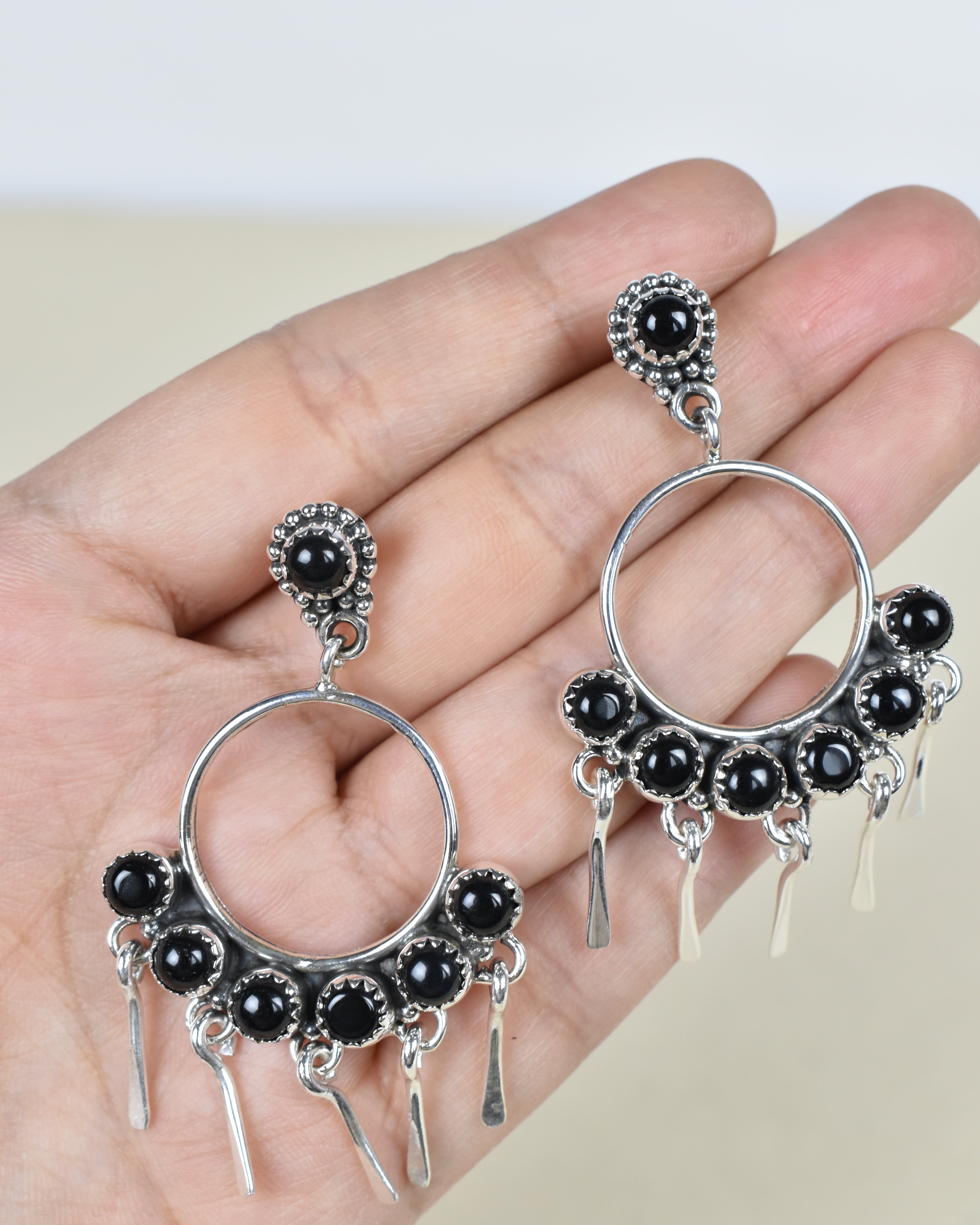 7 Jewel Hoop Studded Dangle Earring-Drop Earrings-Krush Kandy, Women's Online Fashion Boutique Located in Phoenix, Arizona (Scottsdale Area)