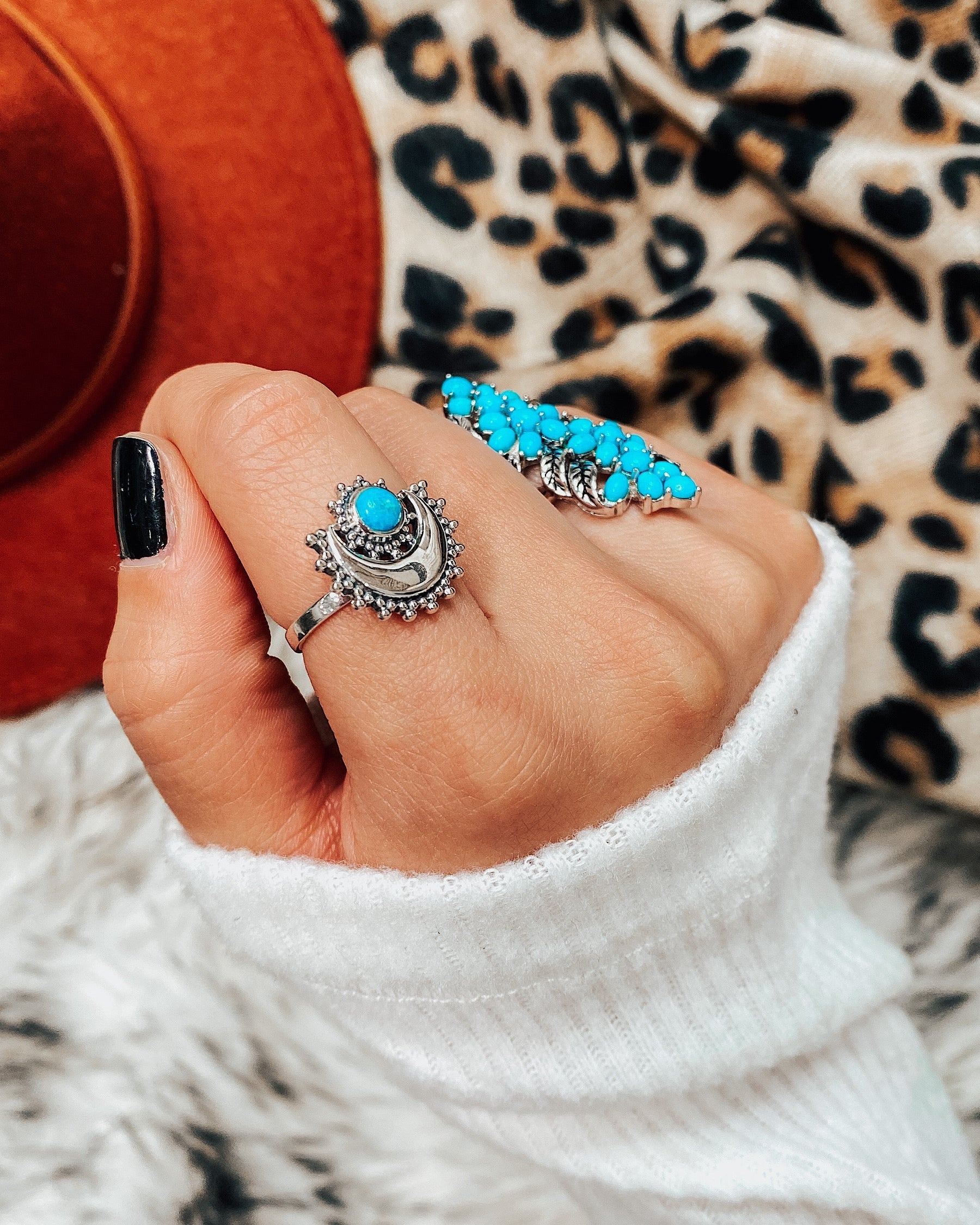 Silver Moon Turquoise Ring-Statement Rings-Krush Kandy, Women's Online Fashion Boutique Located in Phoenix, Arizona (Scottsdale Area)
