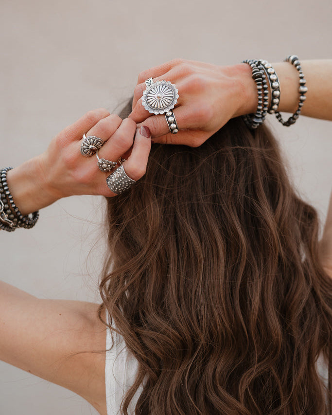 Sterling Rodeo Concho Ring-Cluster Rings-Krush Kandy, Women's Online Fashion Boutique Located in Phoenix, Arizona (Scottsdale Area)
