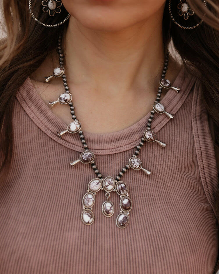 Horseshoe Blossom Desert Pearl Necklace MADE TO ORDER-Squash Blossom Necklaces-Krush Kandy, Women's Online Fashion Boutique Located in Phoenix, Arizona (Scottsdale Area)