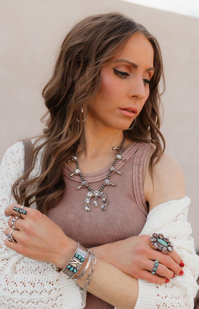 Horseshoe Blossom Desert Pearl Necklace MADE TO ORDER-Squash Blossom Necklaces-Krush Kandy, Women's Online Fashion Boutique Located in Phoenix, Arizona (Scottsdale Area)