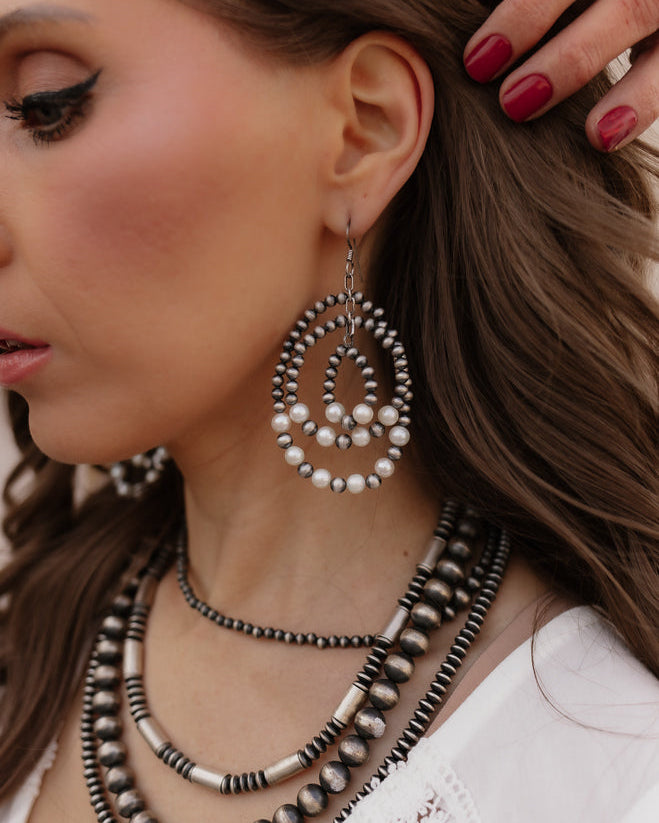 Free Spirit Triple Layer Desert Pearl Hoop Earrings-Hoop Earrings-Krush Kandy, Women's Online Fashion Boutique Located in Phoenix, Arizona (Scottsdale Area)
