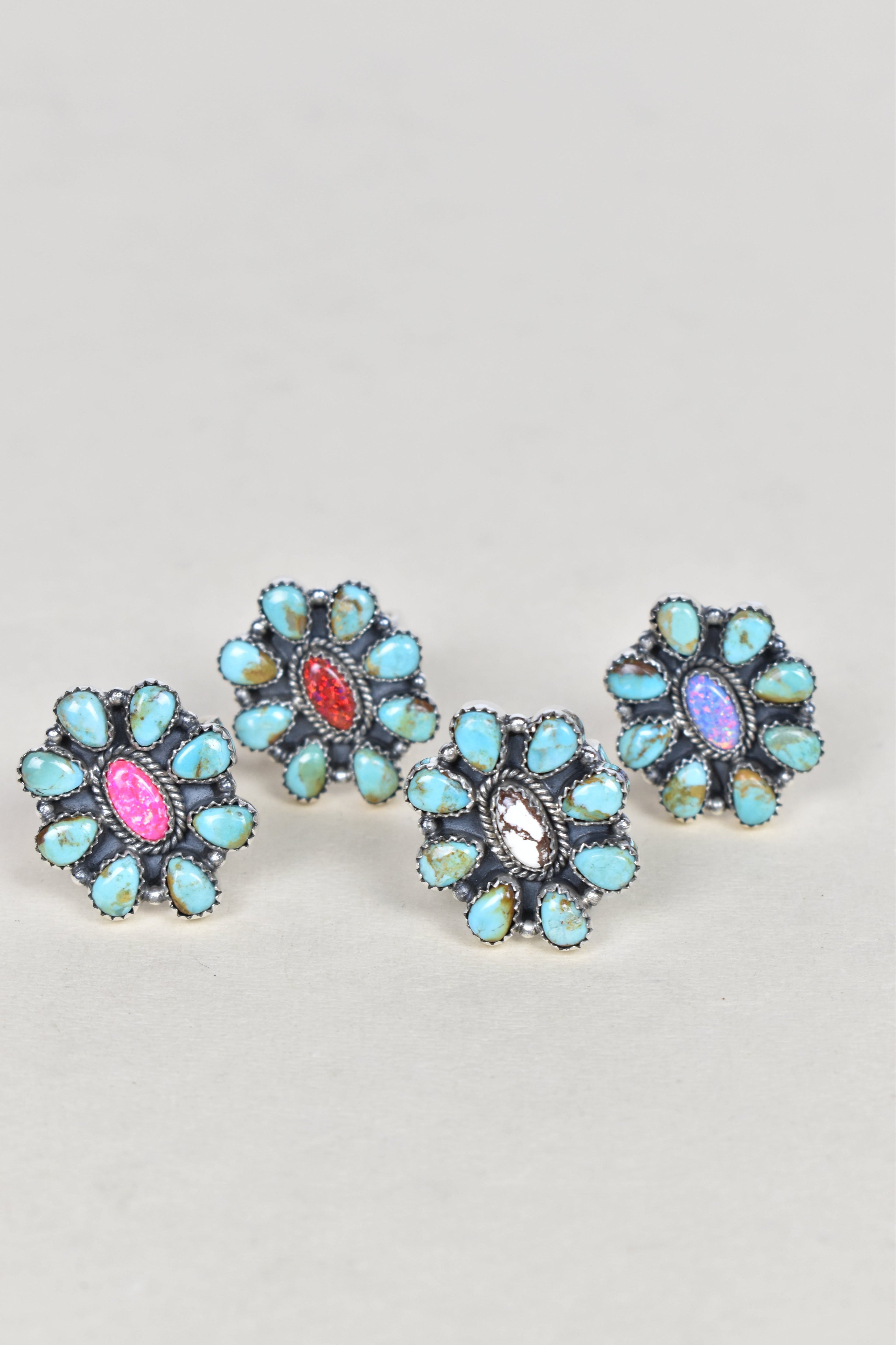 Turquoise Halo Delight Ring-Cluster Rings-Krush Kandy, Women's Online Fashion Boutique Located in Phoenix, Arizona (Scottsdale Area)