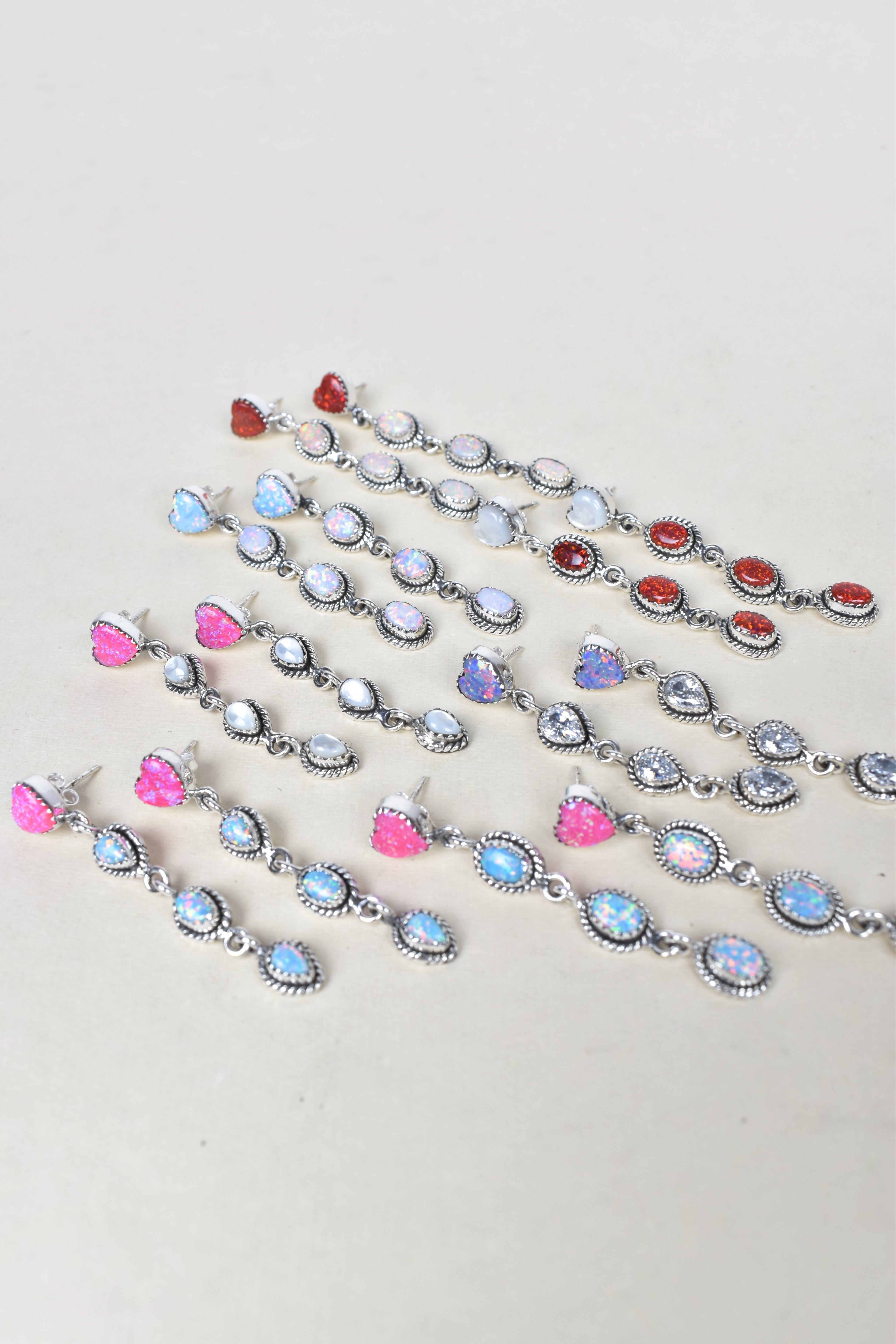 Heart And Stone Dangle Earrings-Drop Earrings-Krush Kandy, Women's Online Fashion Boutique Located in Phoenix, Arizona (Scottsdale Area)