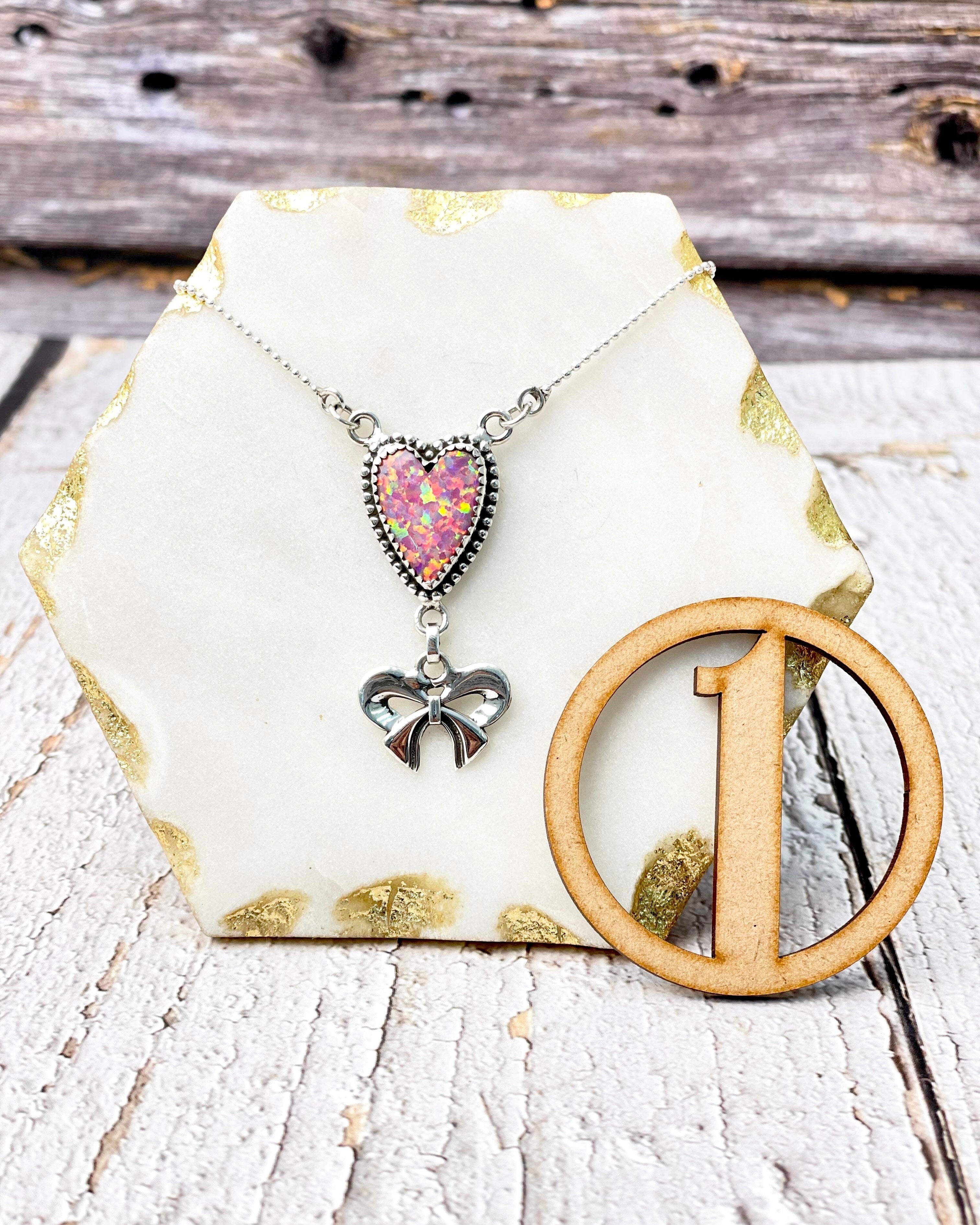 Heart Slab & Bow Necklace-Necklaces-Krush Kandy, Women's Online Fashion Boutique Located in Phoenix, Arizona (Scottsdale Area)