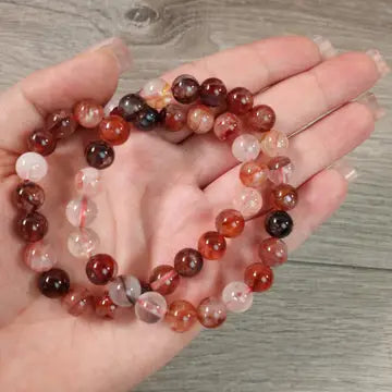 8mm Red Hematoid Quartz Beaded Stretch Bracelet-Chain Bracelets-Krush Kandy, Women's Online Fashion Boutique Located in Phoenix, Arizona (Scottsdale Area)