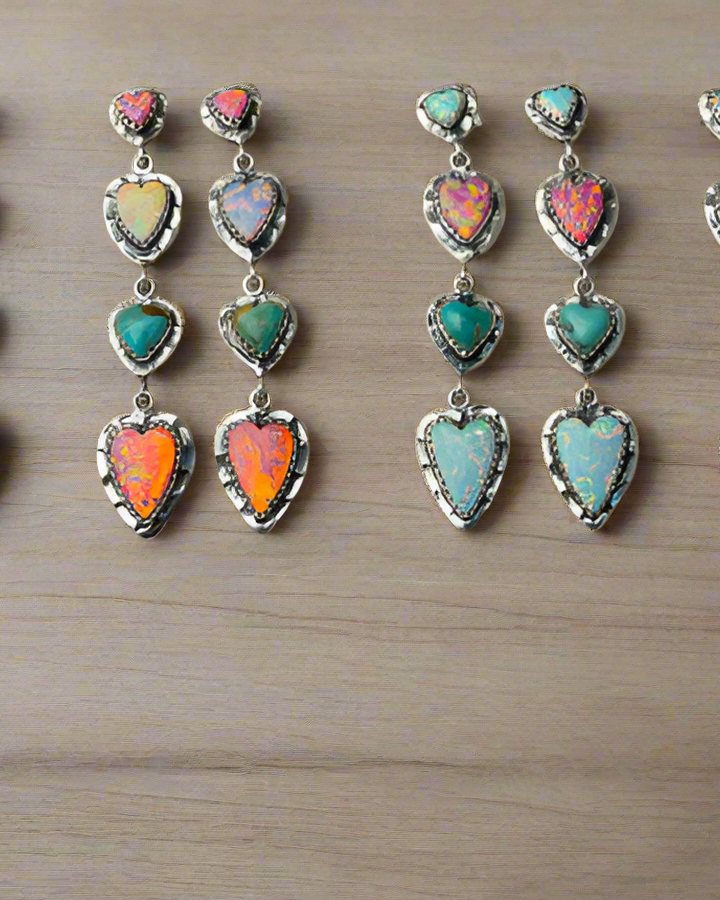 One Of A Kind Heart Drop Earrings-Stud Earrings-Krush Kandy, Women's Online Fashion Boutique Located in Phoenix, Arizona (Scottsdale Area)