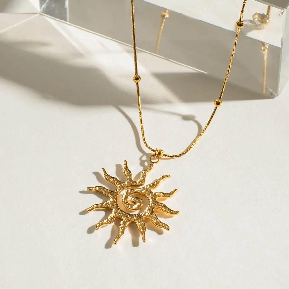 18K Gold-Plated Sun Pendant Necklace-Necklaces-Krush Kandy, Women's Online Fashion Boutique Located in Phoenix, Arizona (Scottsdale Area)