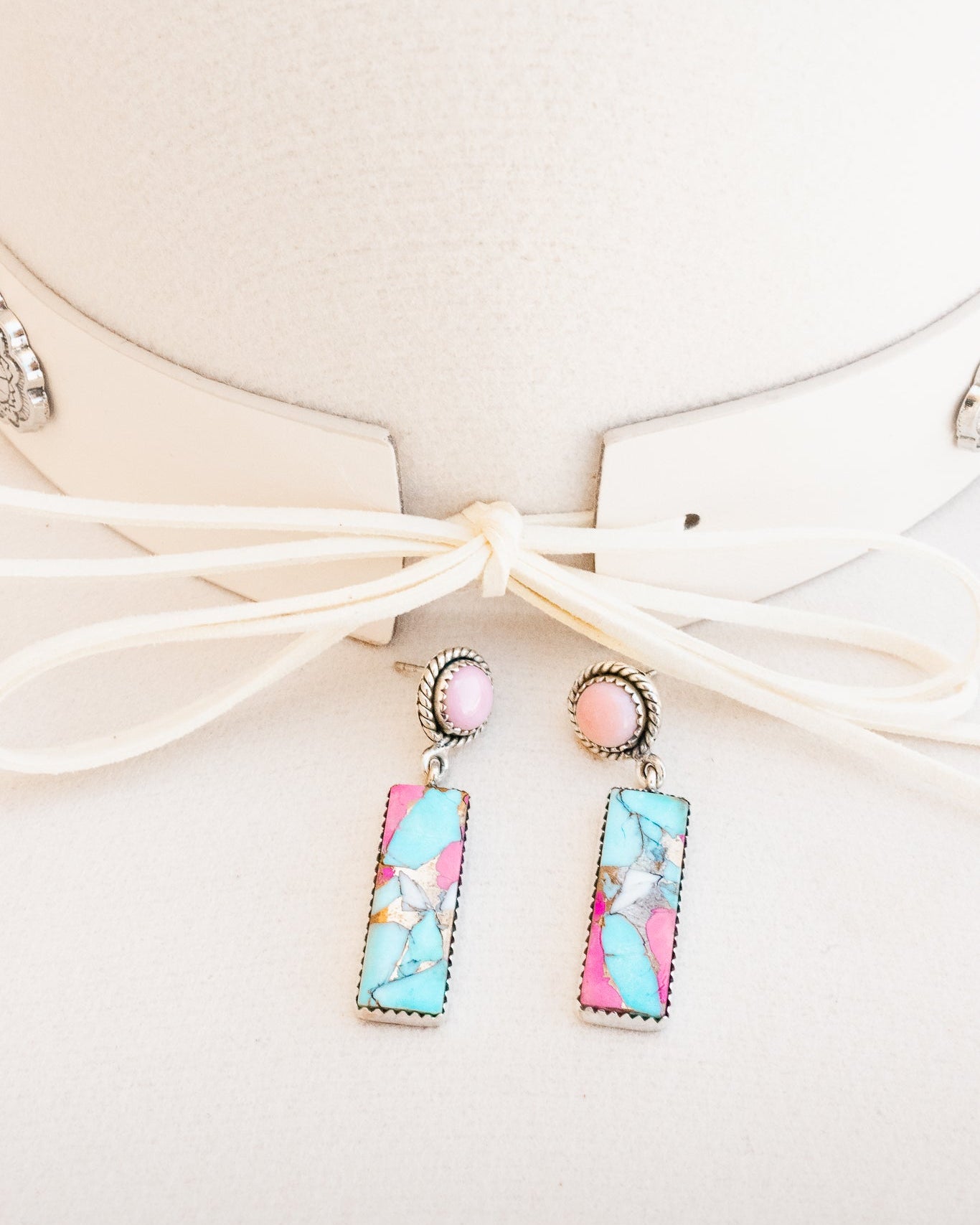 Pink Conch & Cotton Candy Stud Drop Earrings-Earrings-Krush Kandy, Women's Online Fashion Boutique Located in Phoenix, Arizona (Scottsdale Area)