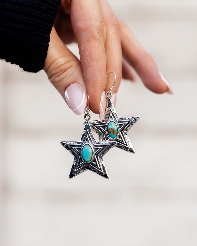Howdy Cowboy Star Single Stone Earrings-Drop Earrings-Krush Kandy, Women's Online Fashion Boutique Located in Phoenix, Arizona (Scottsdale Area)