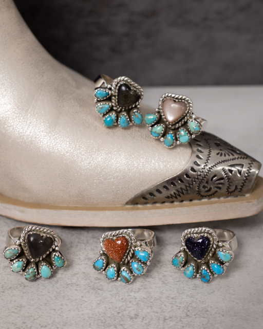 Heart Stone Turquoise Cluster Ring-Rings-Krush Kandy, Women's Online Fashion Boutique Located in Phoenix, Arizona (Scottsdale Area)