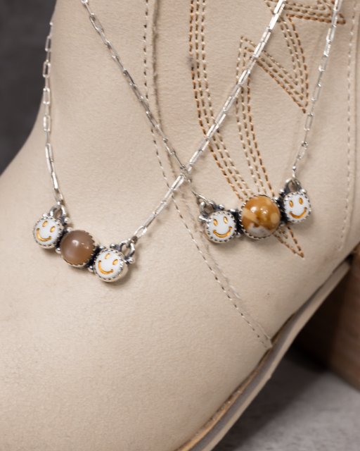 Neutral Smiley Bliss Necklace-Chain Necklaces-Krush Kandy, Women's Online Fashion Boutique Located in Phoenix, Arizona (Scottsdale Area)
