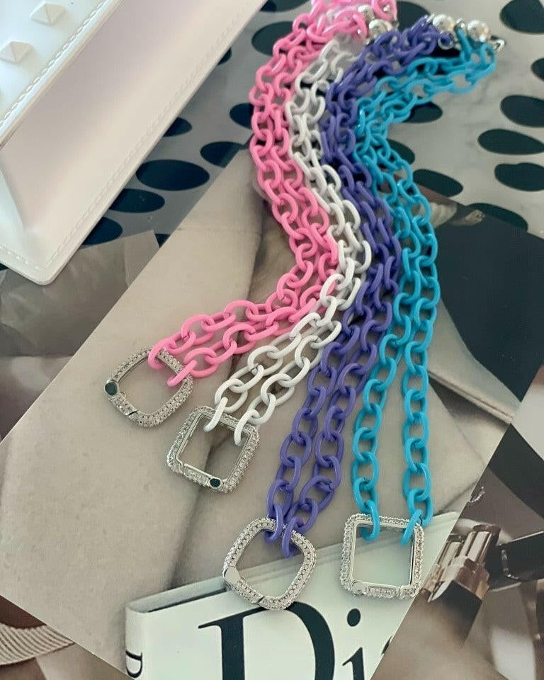 Don't Be A Square CZ and Enamel Magnetic Necklace-Necklaces-Krush Kandy, Women's Online Fashion Boutique Located in Phoenix, Arizona (Scottsdale Area)