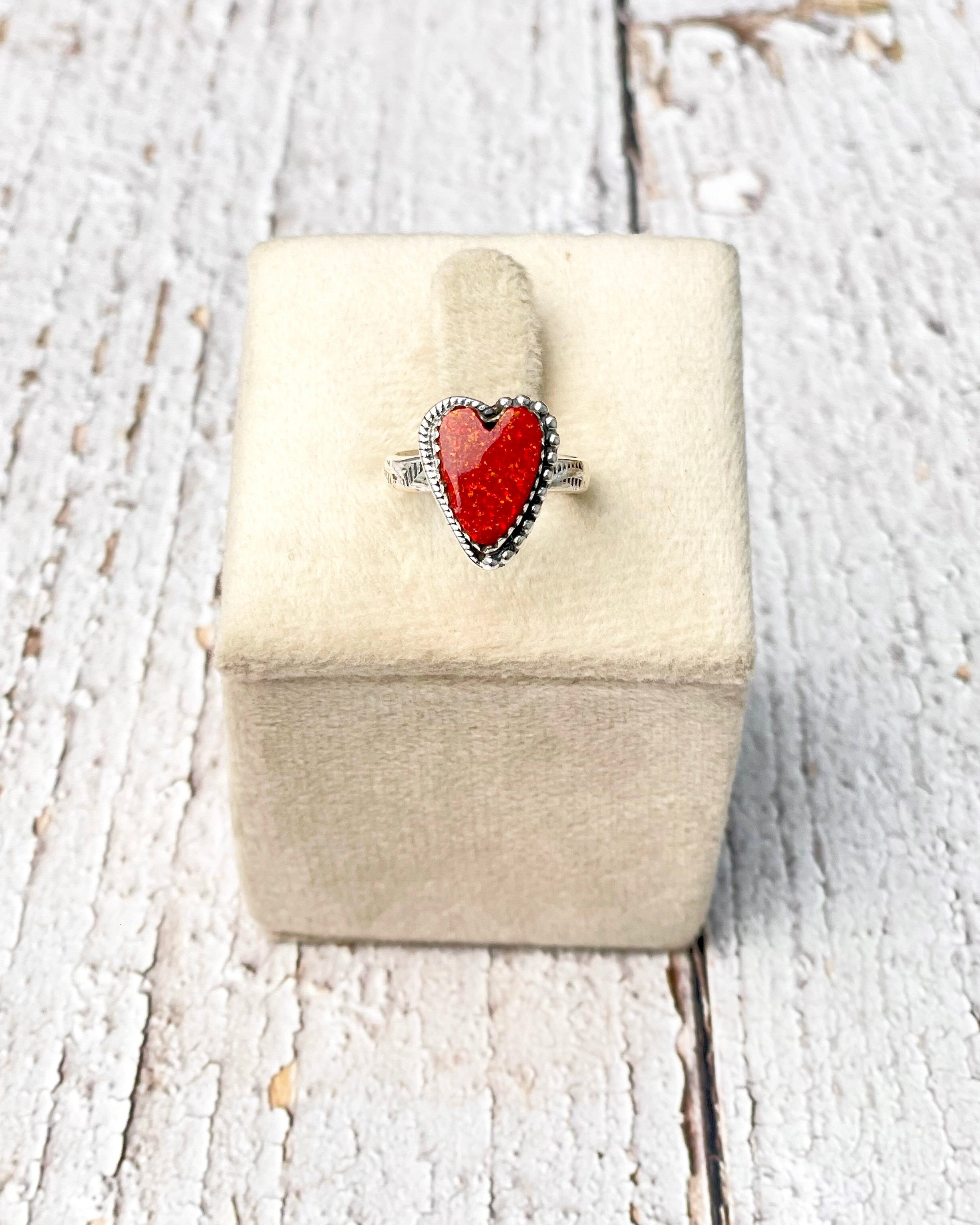 Stamped Red Opal Heart Slab Ring MADE TO ORDER-Ring Sizers-Krush Kandy, Women's Online Fashion Boutique Located in Phoenix, Arizona (Scottsdale Area)
