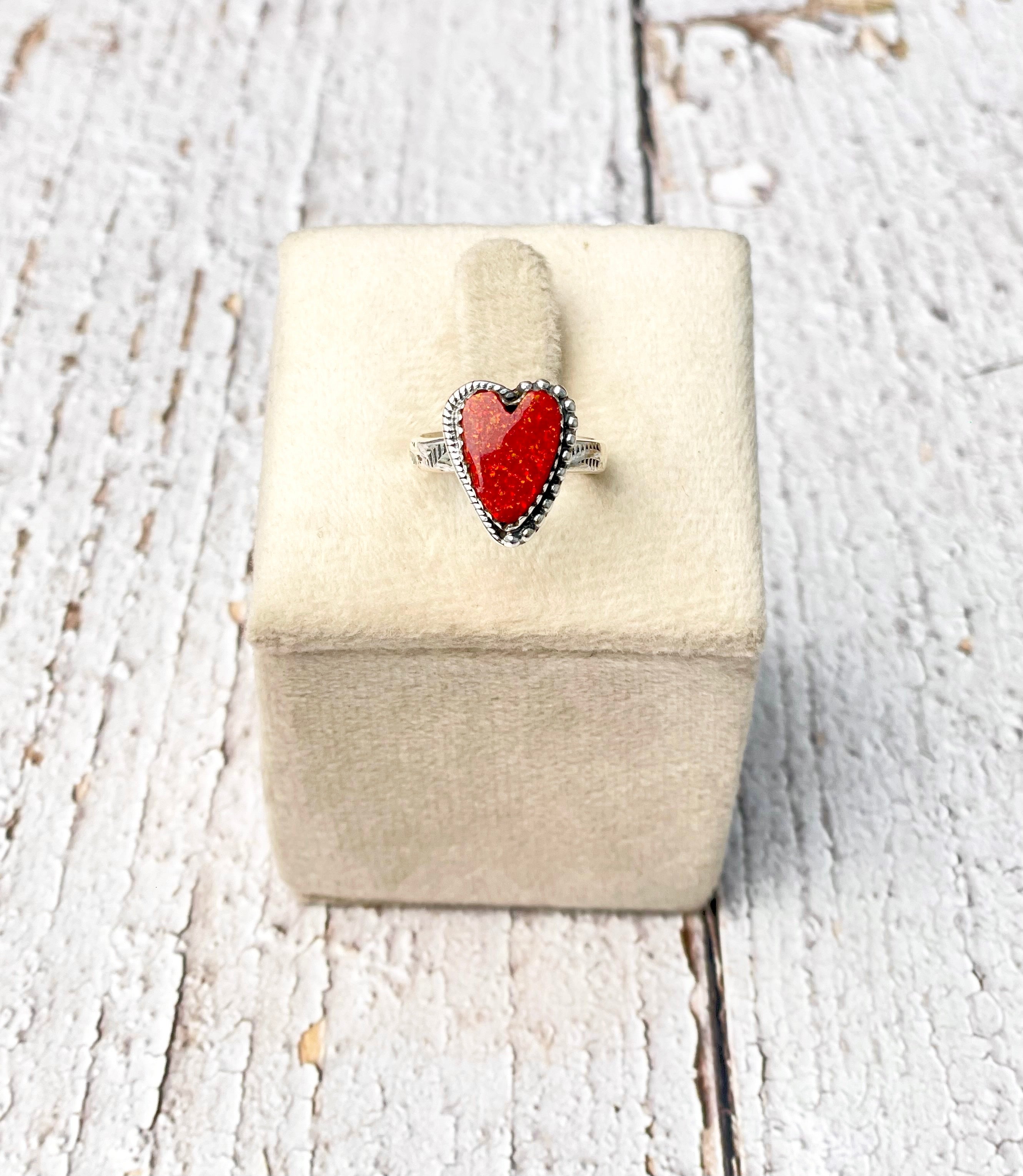 Stamped Red Opal Heart Slab Ring MADE TO ORDER-Ring Sizers-Krush Kandy, Women's Online Fashion Boutique Located in Phoenix, Arizona (Scottsdale Area)