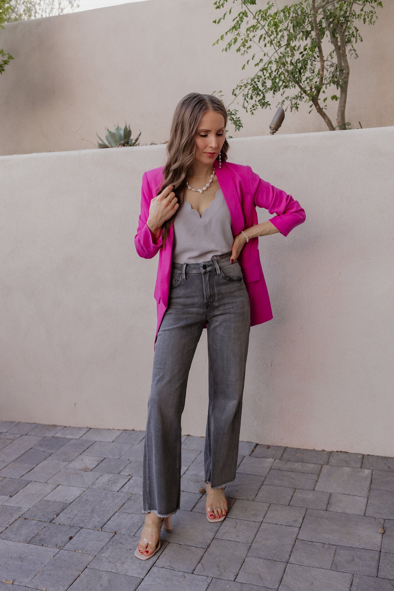 Aquamarines Freshwater Pearl Cluster Necklace-Chain Necklaces-Krush Kandy, Women's Online Fashion Boutique Located in Phoenix, Arizona (Scottsdale Area)