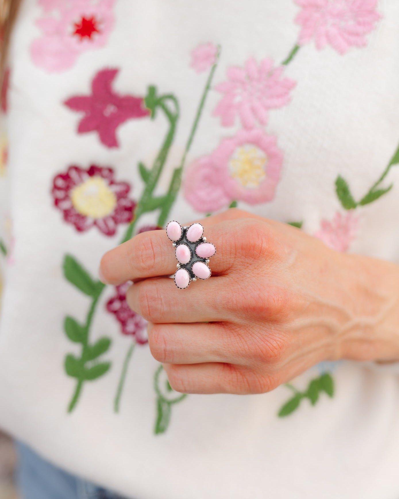 Half Blossom Cluster Pink Conch Ring | MADE TO ORDER-Ring-Krush Kandy, Women's Online Fashion Boutique Located in Phoenix, Arizona (Scottsdale Area)