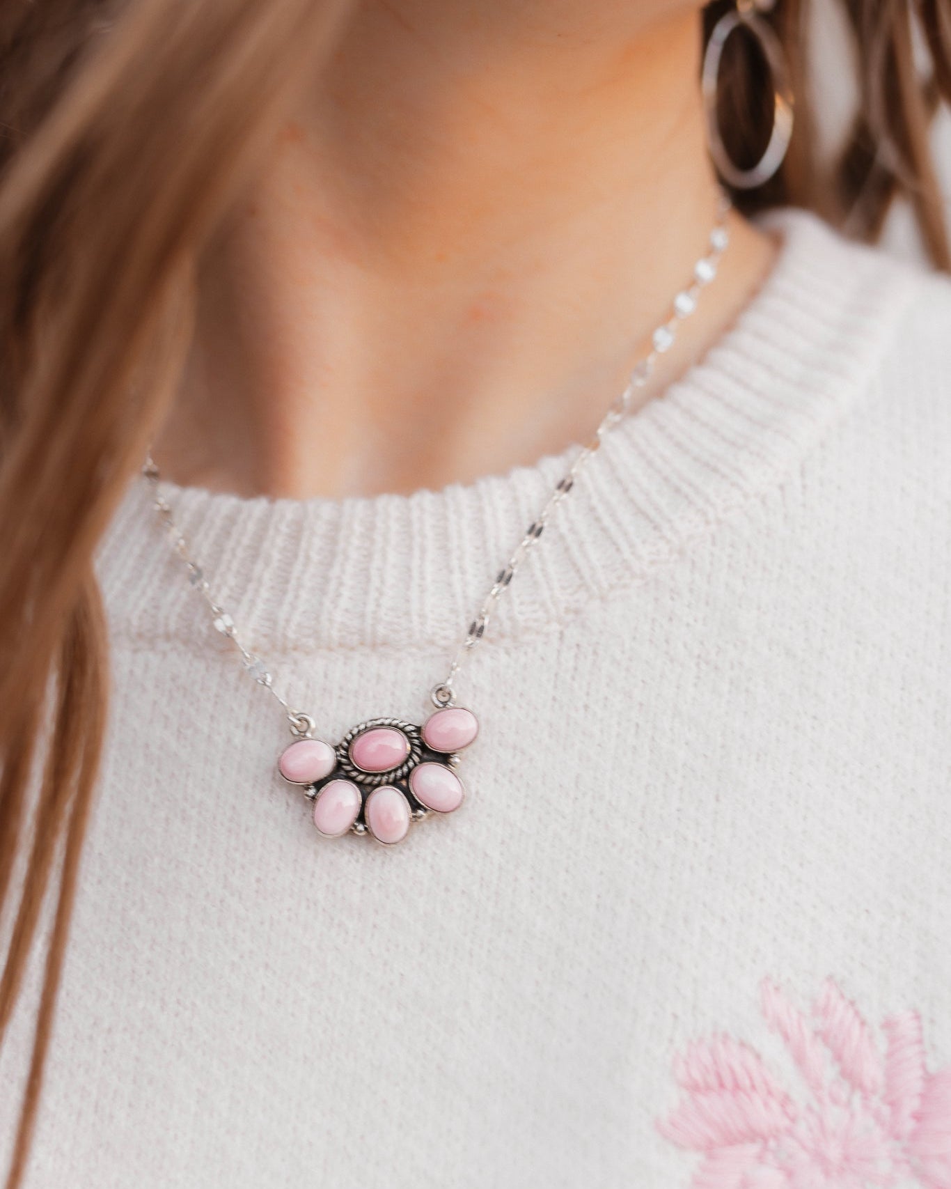 Half Blossom Cluster Pink Conch Necklace | MADE TO ORDER-Necklace-Krush Kandy, Women's Online Fashion Boutique Located in Phoenix, Arizona (Scottsdale Area)