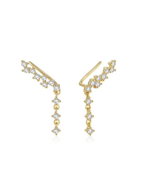 Sterling Silver Cubic Zirconia Tassel Dainty Drop Earrings-Earrings-Krush Kandy, Women's Online Fashion Boutique Located in Phoenix, Arizona (Scottsdale Area)