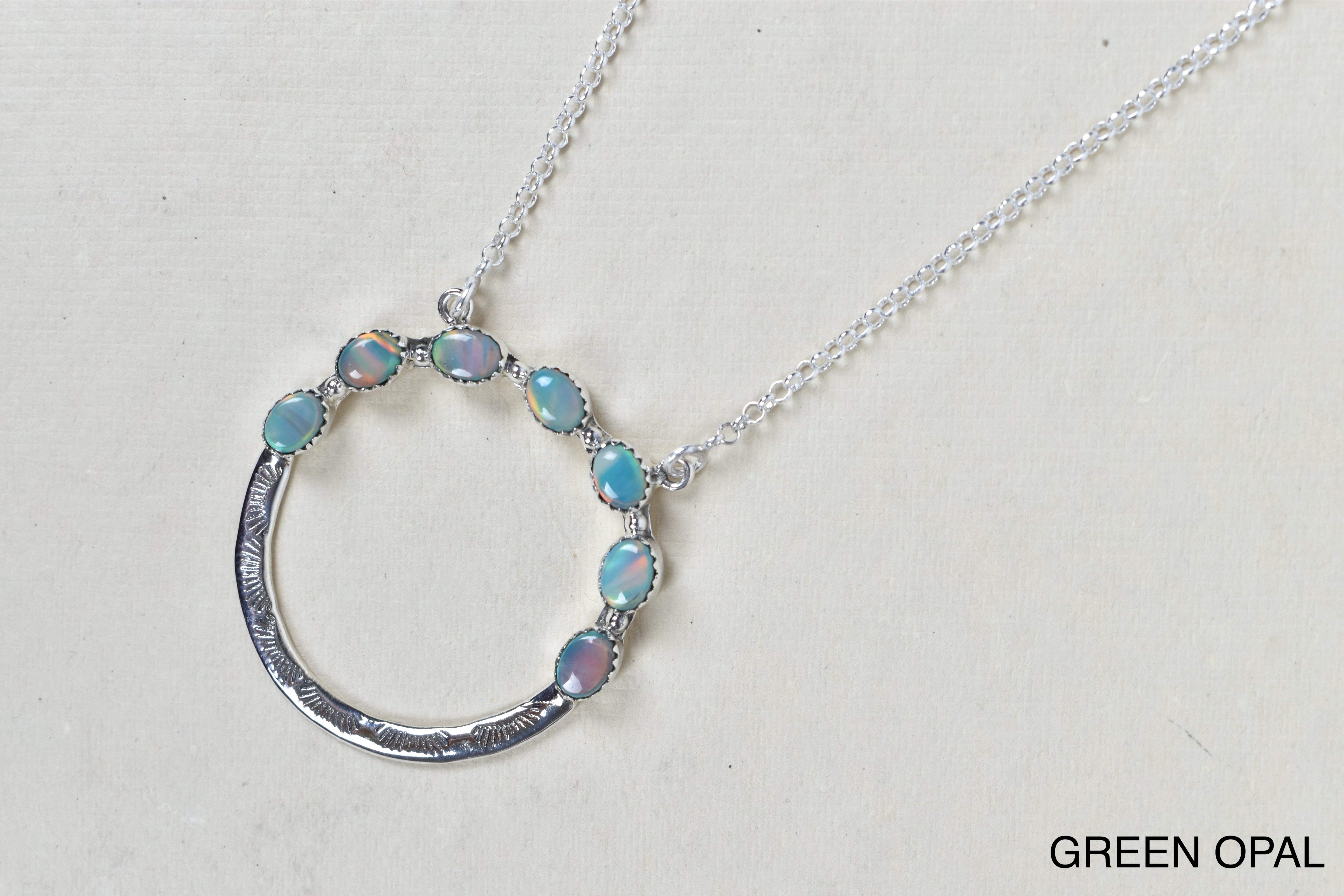 Luna's Crescent Gemstone Necklace-Pendant Necklaces-Krush Kandy, Women's Online Fashion Boutique Located in Phoenix, Arizona (Scottsdale Area)