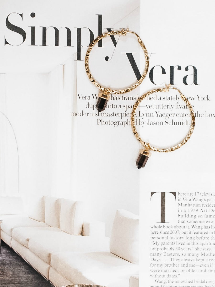 Krush Kouture: Hammered Hoop Earrings with Charm-Hoop Earrings-Krush Kandy, Women's Online Fashion Boutique Located in Phoenix, Arizona (Scottsdale Area)