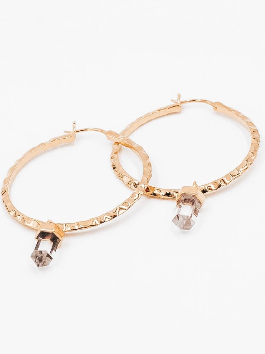 Krush Kouture: Hammered Hoop Earrings with Charm-Hoop Earrings-Krush Kandy, Women's Online Fashion Boutique Located in Phoenix, Arizona (Scottsdale Area)