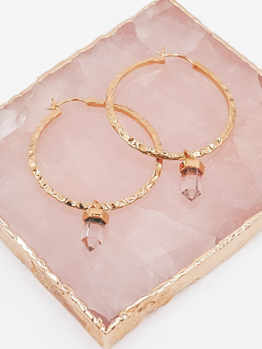 Krush Kouture: Hammered Hoop Earrings with Charm-Hoop Earrings-Krush Kandy, Women's Online Fashion Boutique Located in Phoenix, Arizona (Scottsdale Area)