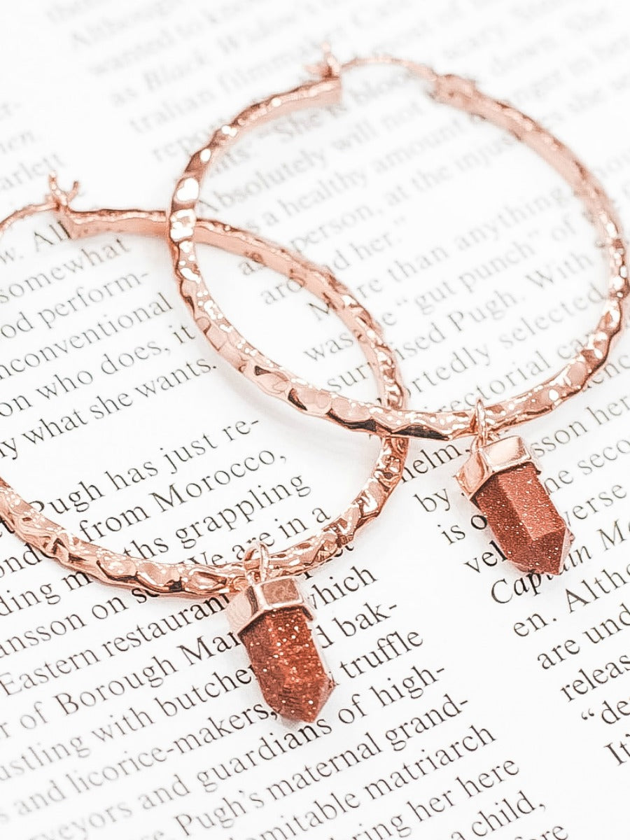 Krush Kouture: Hammered Hoop Earrings with Charm-Hoop Earrings-Krush Kandy, Women's Online Fashion Boutique Located in Phoenix, Arizona (Scottsdale Area)