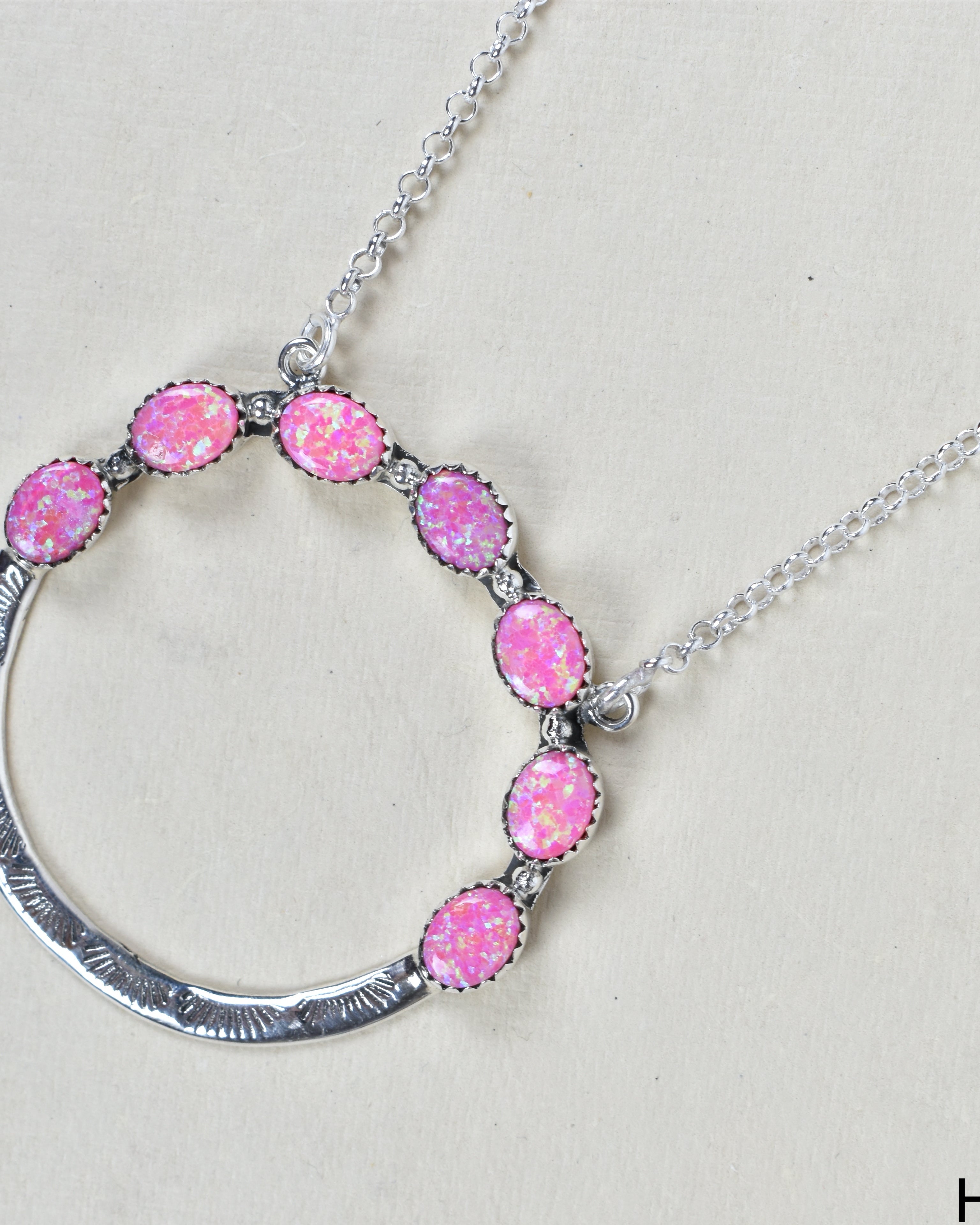 Luna's Crescent Gemstone Necklace-Pendant Necklaces-Krush Kandy, Women's Online Fashion Boutique Located in Phoenix, Arizona (Scottsdale Area)