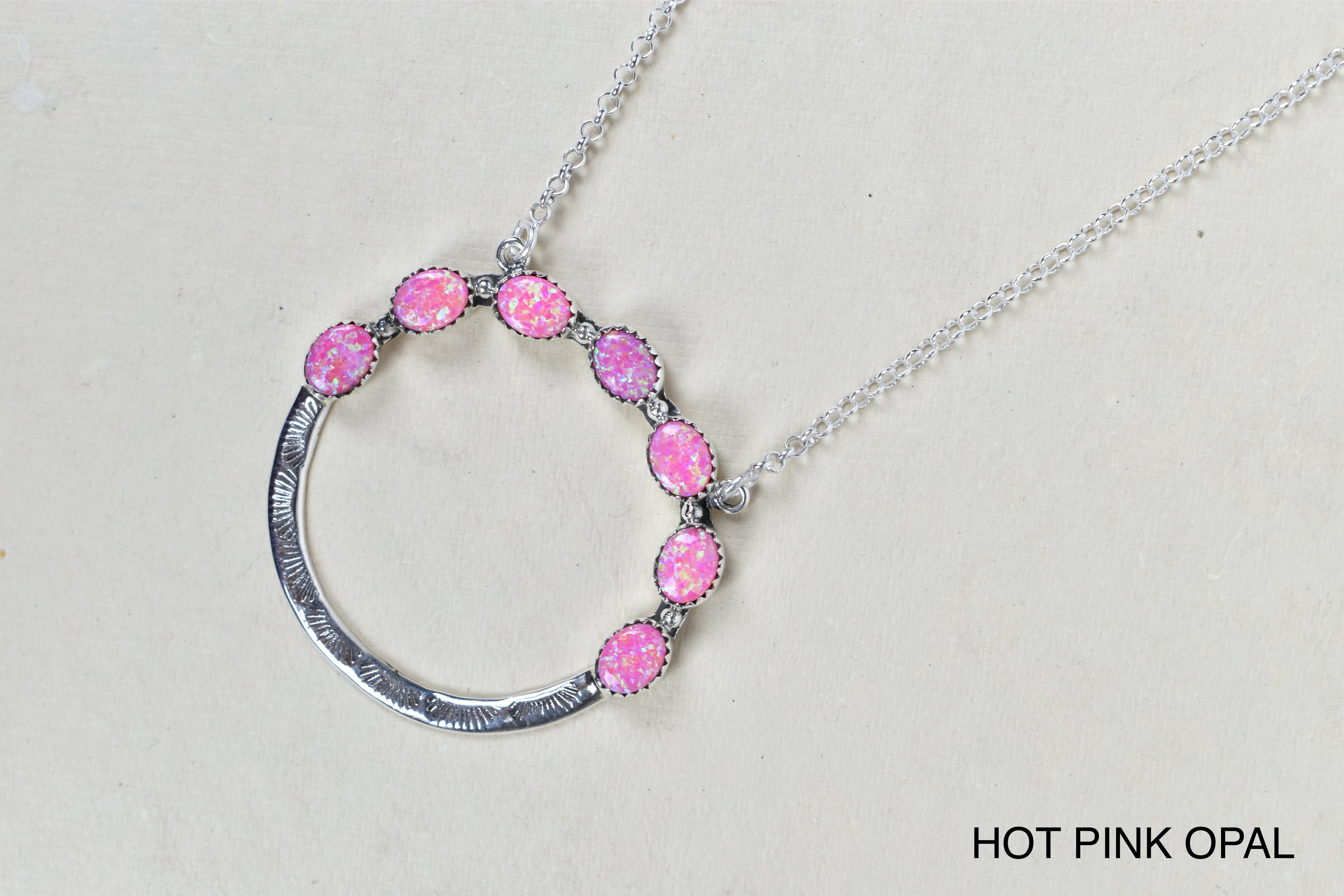 Luna's Crescent Gemstone Necklace-Pendant Necklaces-Krush Kandy, Women's Online Fashion Boutique Located in Phoenix, Arizona (Scottsdale Area)