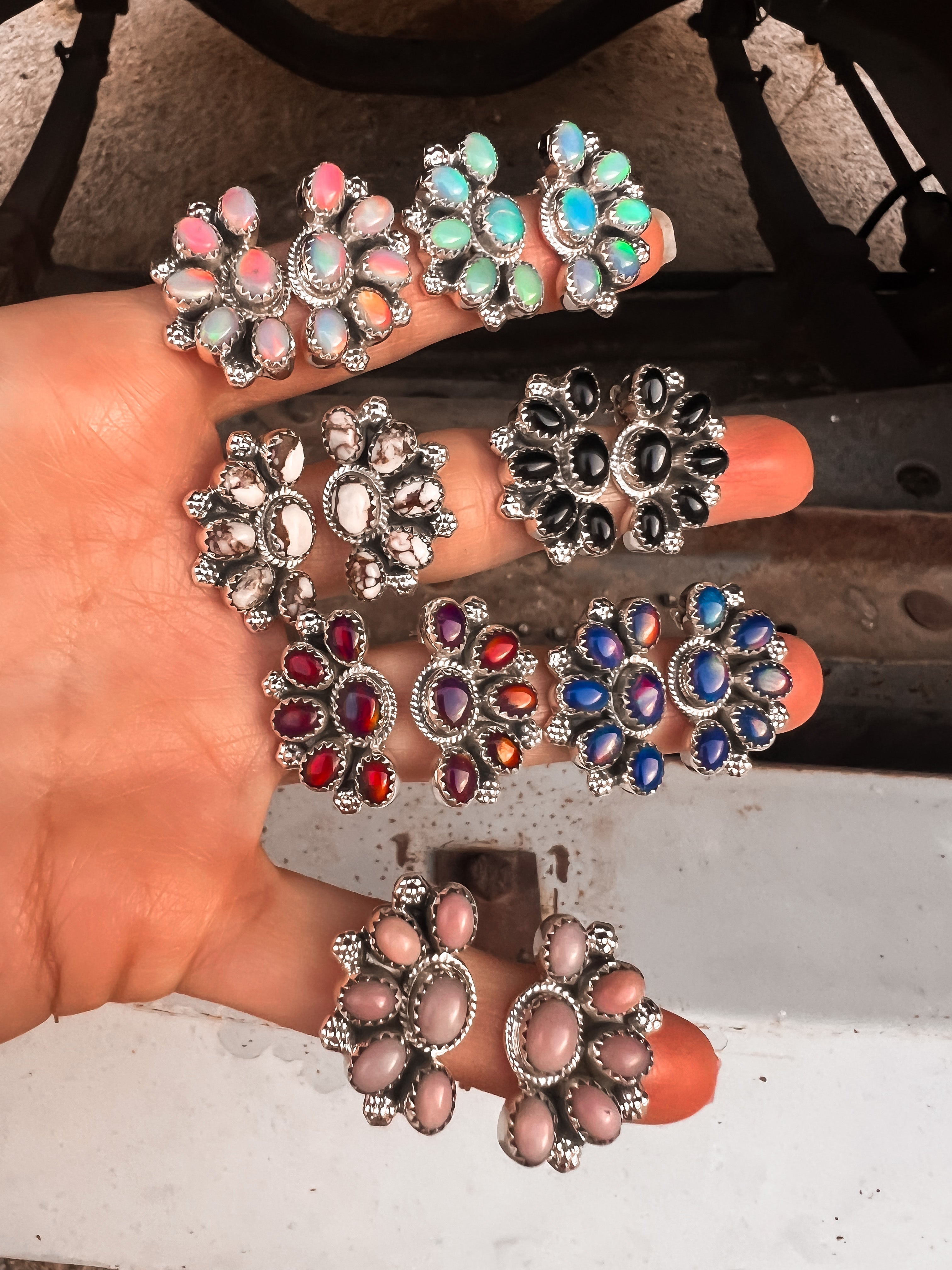 Cute Little Half Cluster Blossom Earrings-Stud Earrings-Krush Kandy, Women's Online Fashion Boutique Located in Phoenix, Arizona (Scottsdale Area)