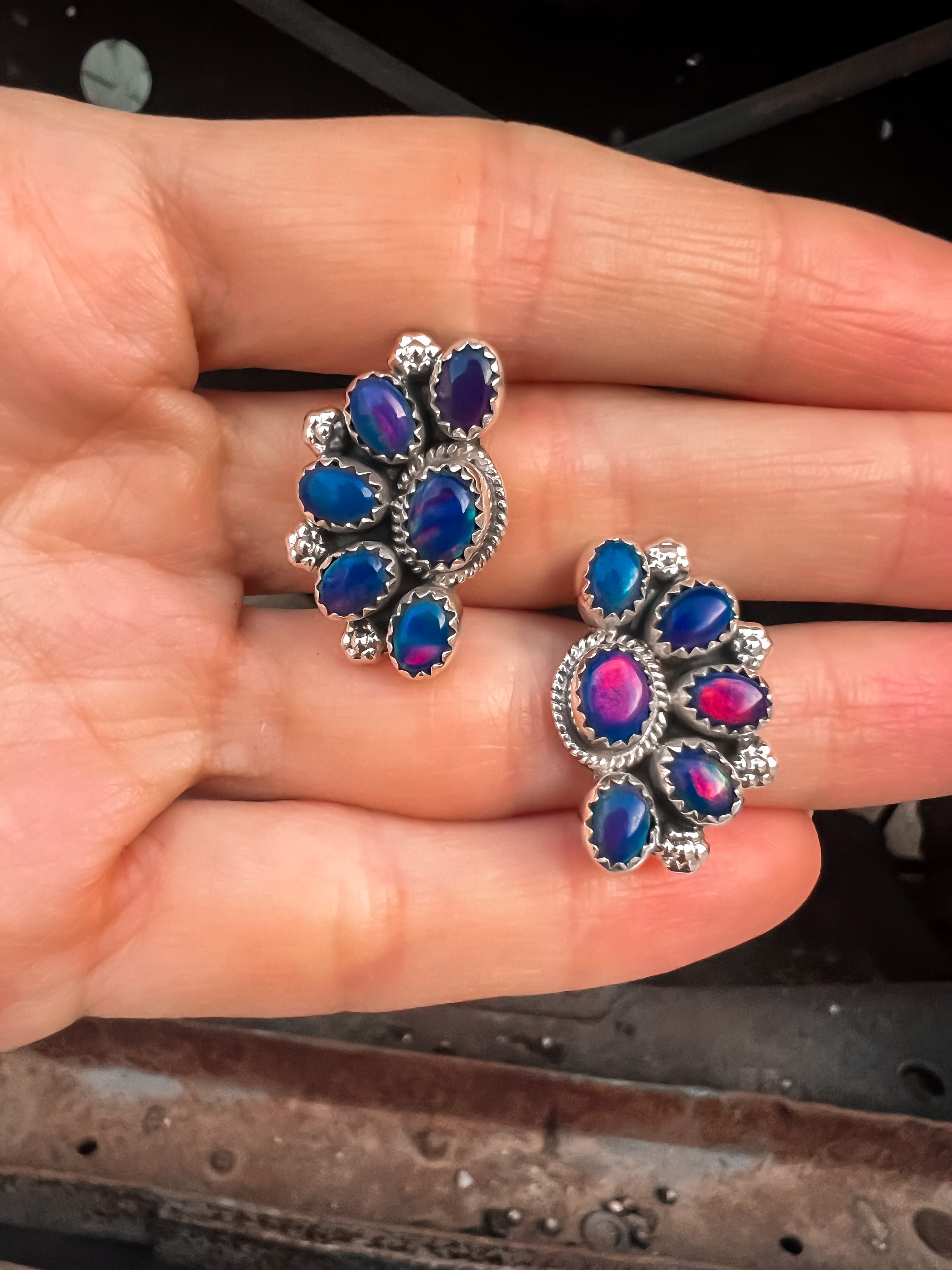 Cute Little Half Cluster Blossom Earrings-Stud Earrings-Krush Kandy, Women's Online Fashion Boutique Located in Phoenix, Arizona (Scottsdale Area)