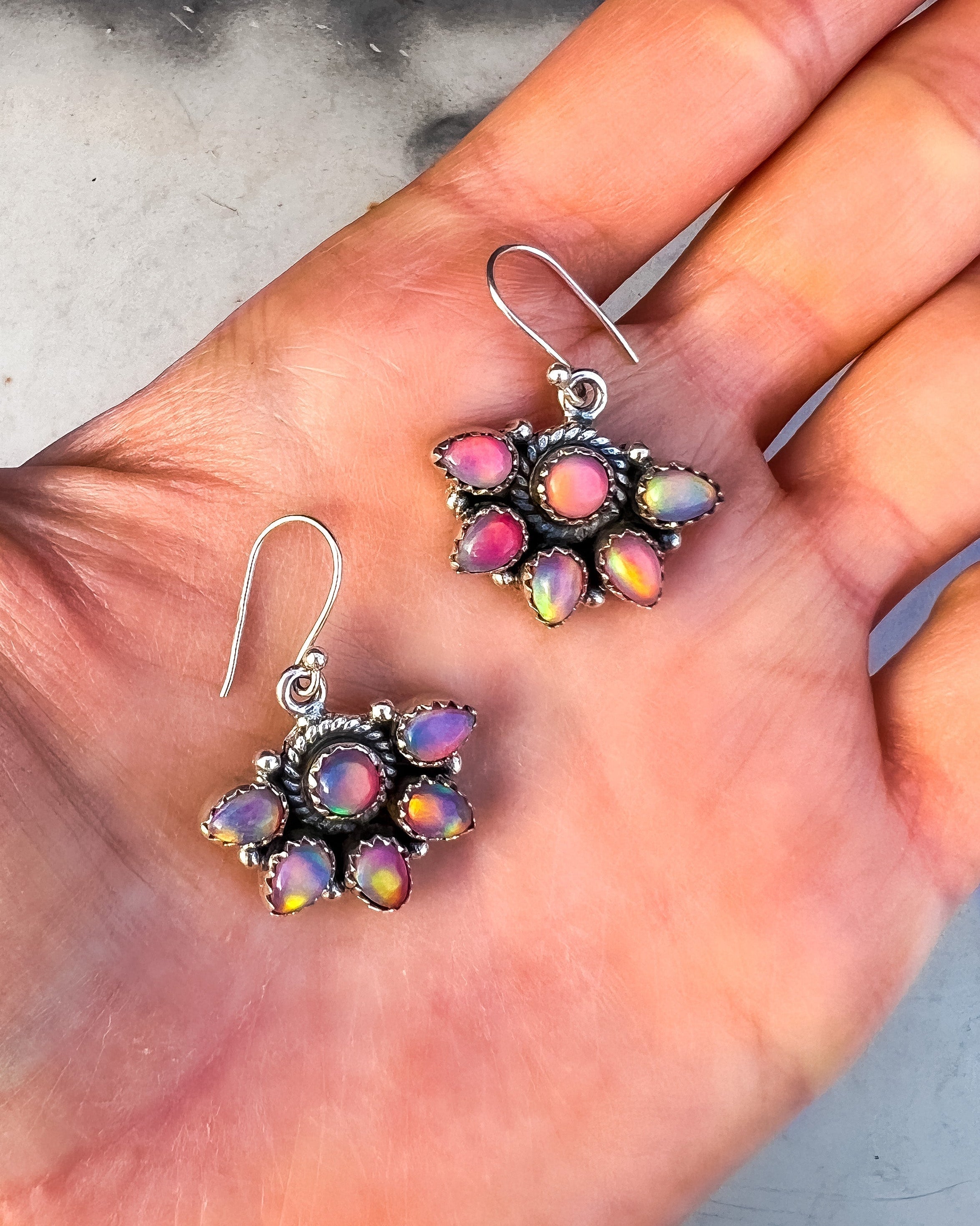 Kristyn's Aurora Opal Half Blossom Earrings-Cluster Rings-Krush Kandy, Women's Online Fashion Boutique Located in Phoenix, Arizona (Scottsdale Area)