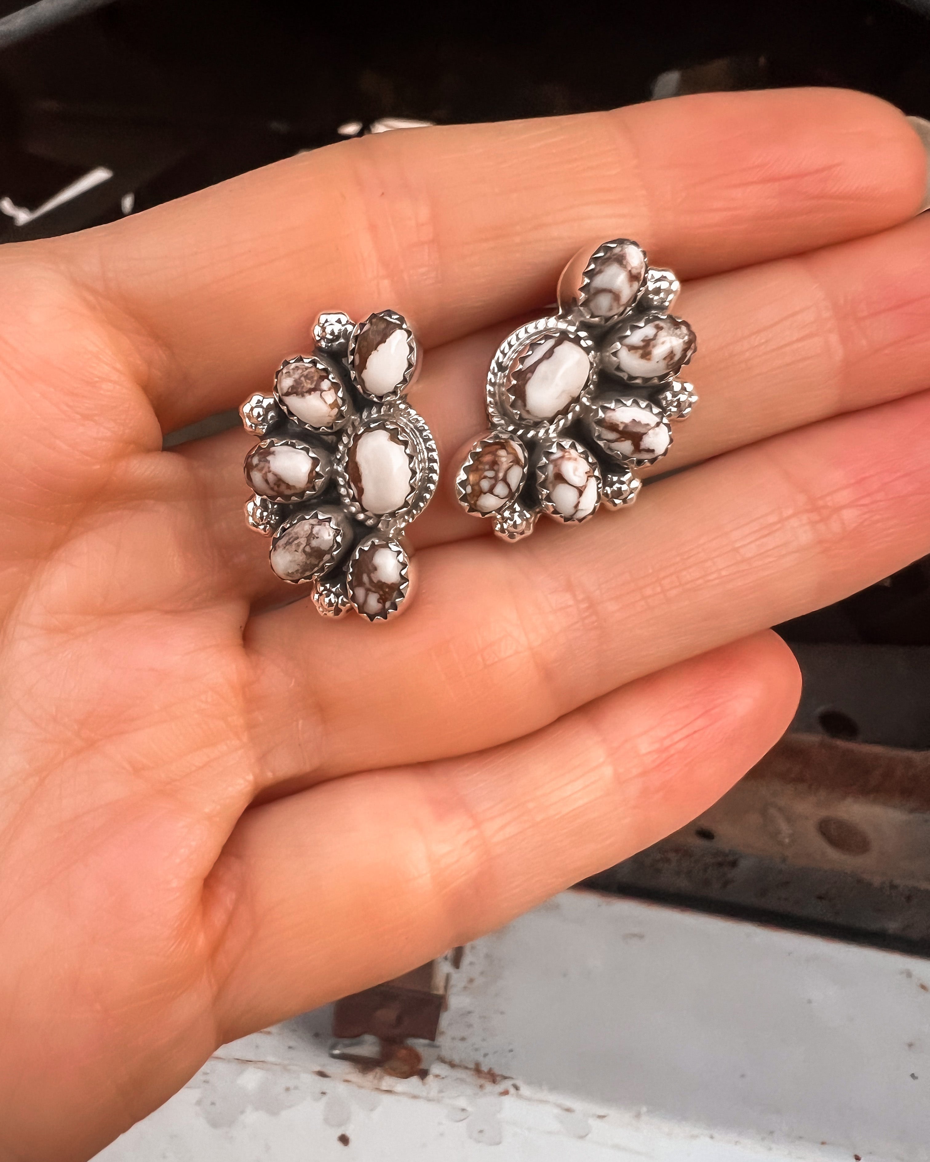 Cute Little Half Cluster Blossom Earrings-Stud Earrings-Krush Kandy, Women's Online Fashion Boutique Located in Phoenix, Arizona (Scottsdale Area)