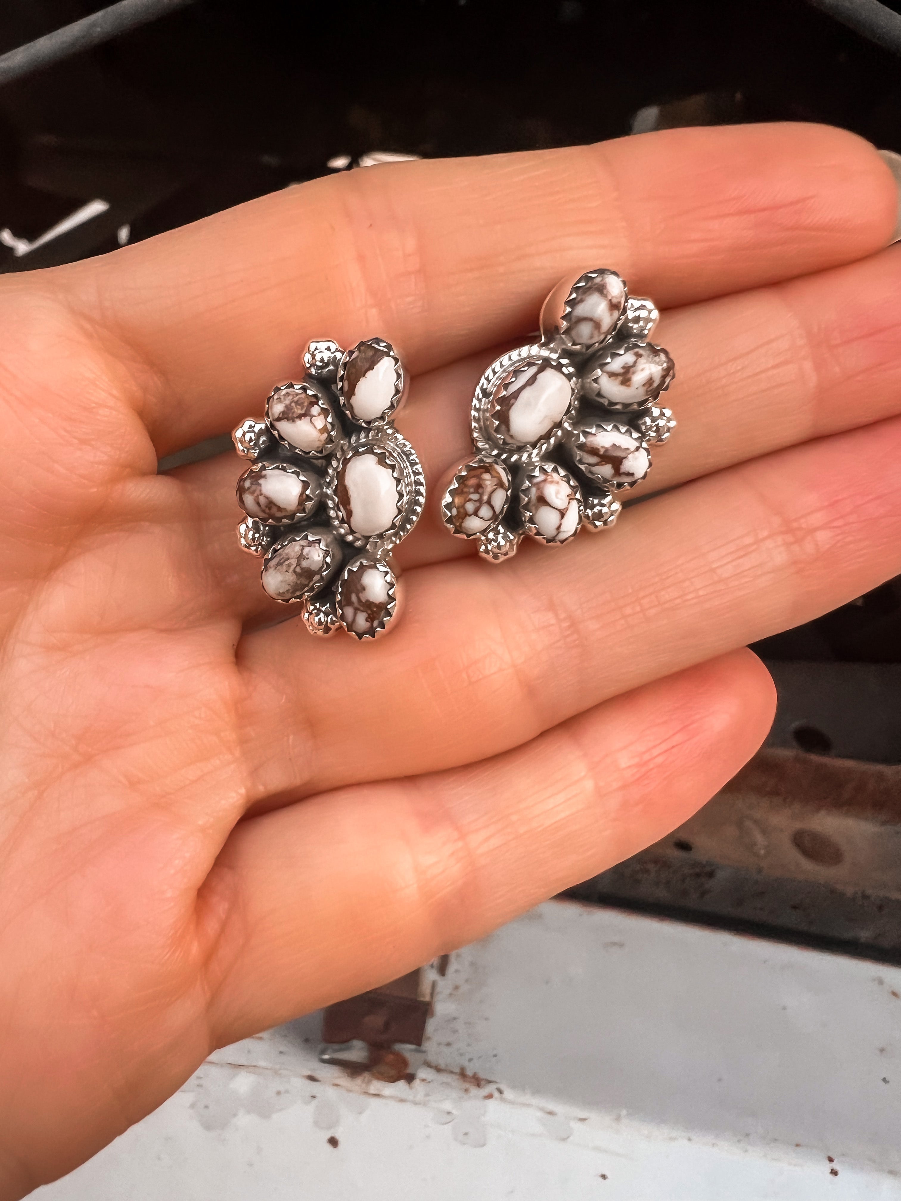 Cute Little Half Cluster Blossom Earrings-Stud Earrings-Krush Kandy, Women's Online Fashion Boutique Located in Phoenix, Arizona (Scottsdale Area)