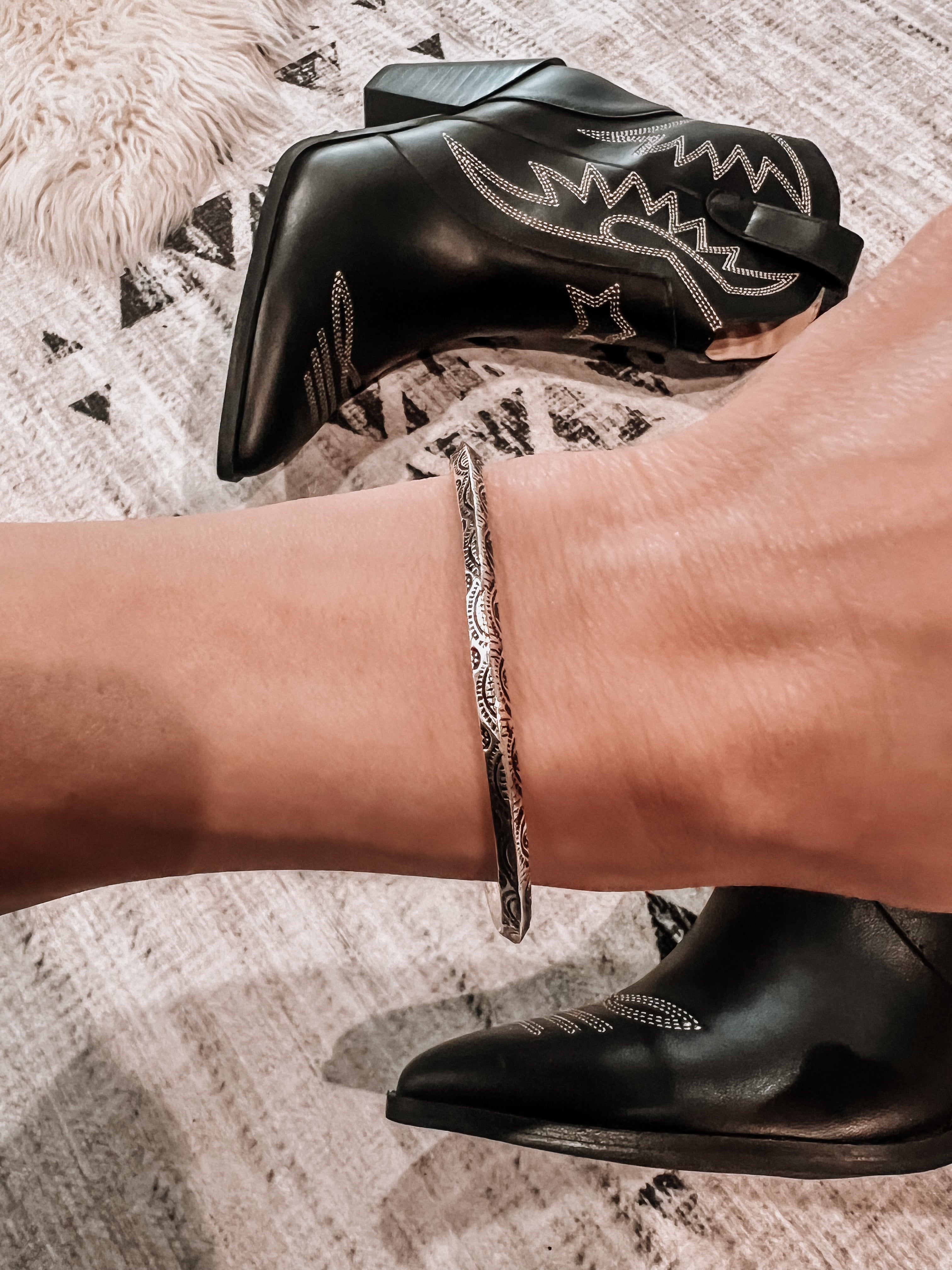 Krush Kandy Original Detailed Sterling Silver Cuff-Bangle Bracelets-Krush Kandy, Women's Online Fashion Boutique Located in Phoenix, Arizona (Scottsdale Area)
