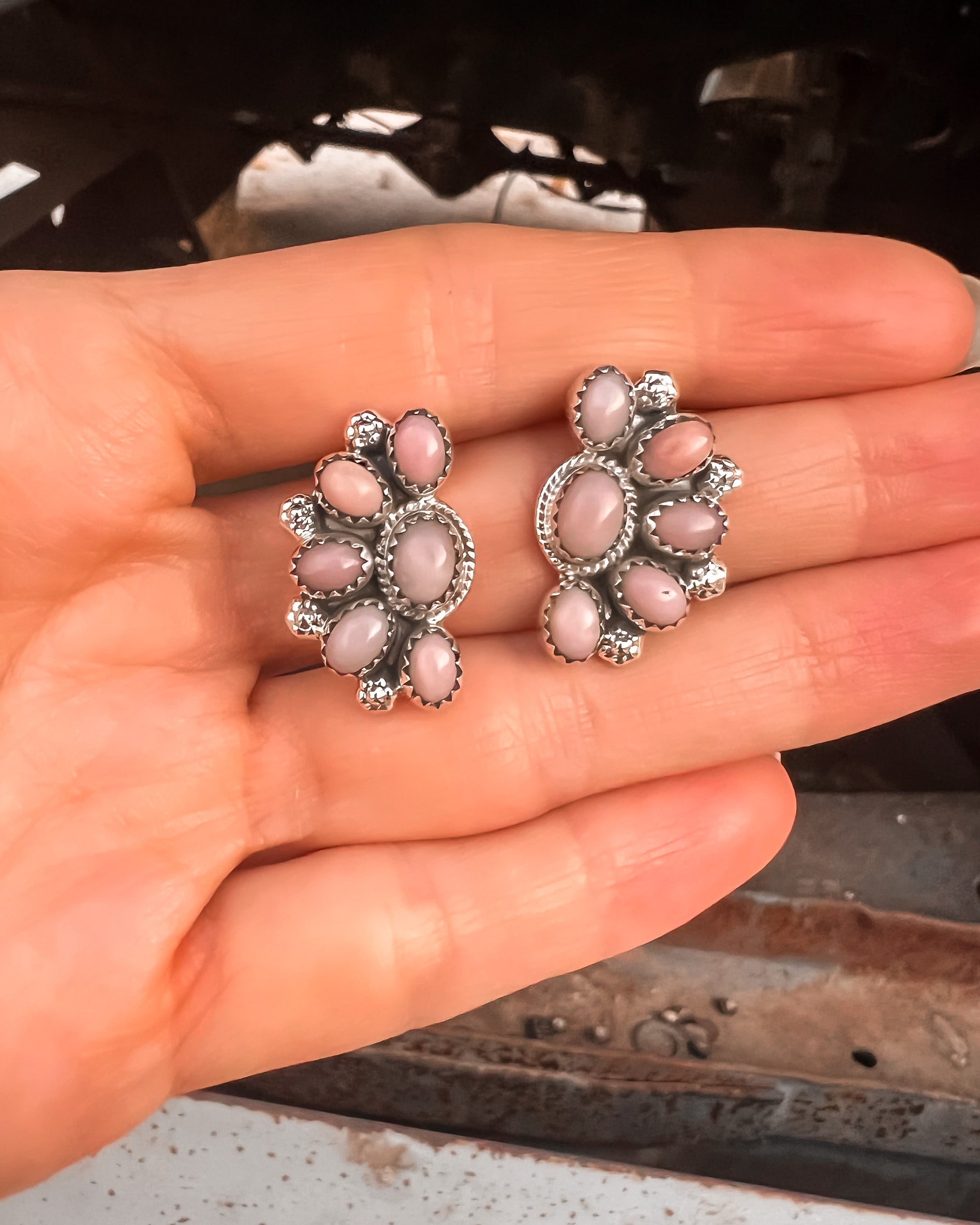 Cute Little Half Cluster Blossom Earrings-Stud Earrings-Krush Kandy, Women's Online Fashion Boutique Located in Phoenix, Arizona (Scottsdale Area)
