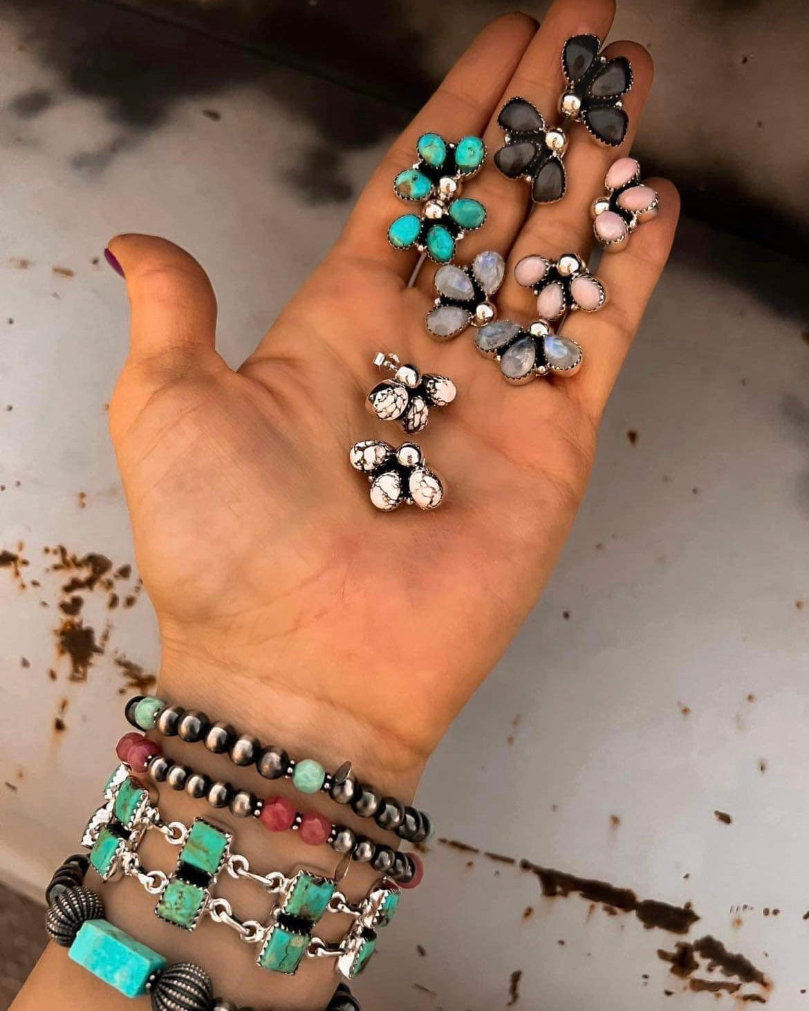 3 Stone Cluster Earrings-Stud Earrings-Krush Kandy, Women's Online Fashion Boutique Located in Phoenix, Arizona (Scottsdale Area)