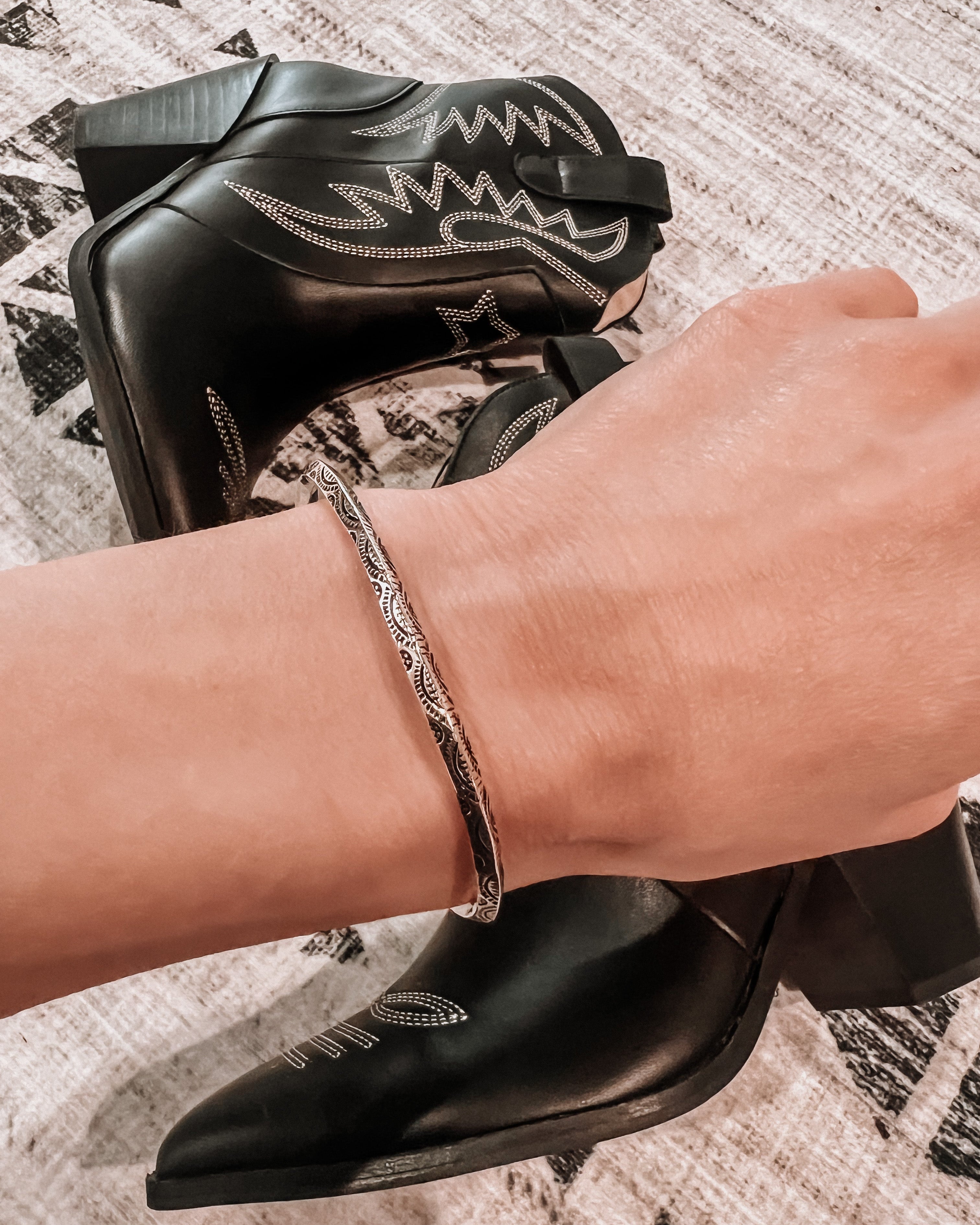 Krush Kandy Original Detailed Sterling Silver Cuff-Bangle Bracelets-Krush Kandy, Women's Online Fashion Boutique Located in Phoenix, Arizona (Scottsdale Area)