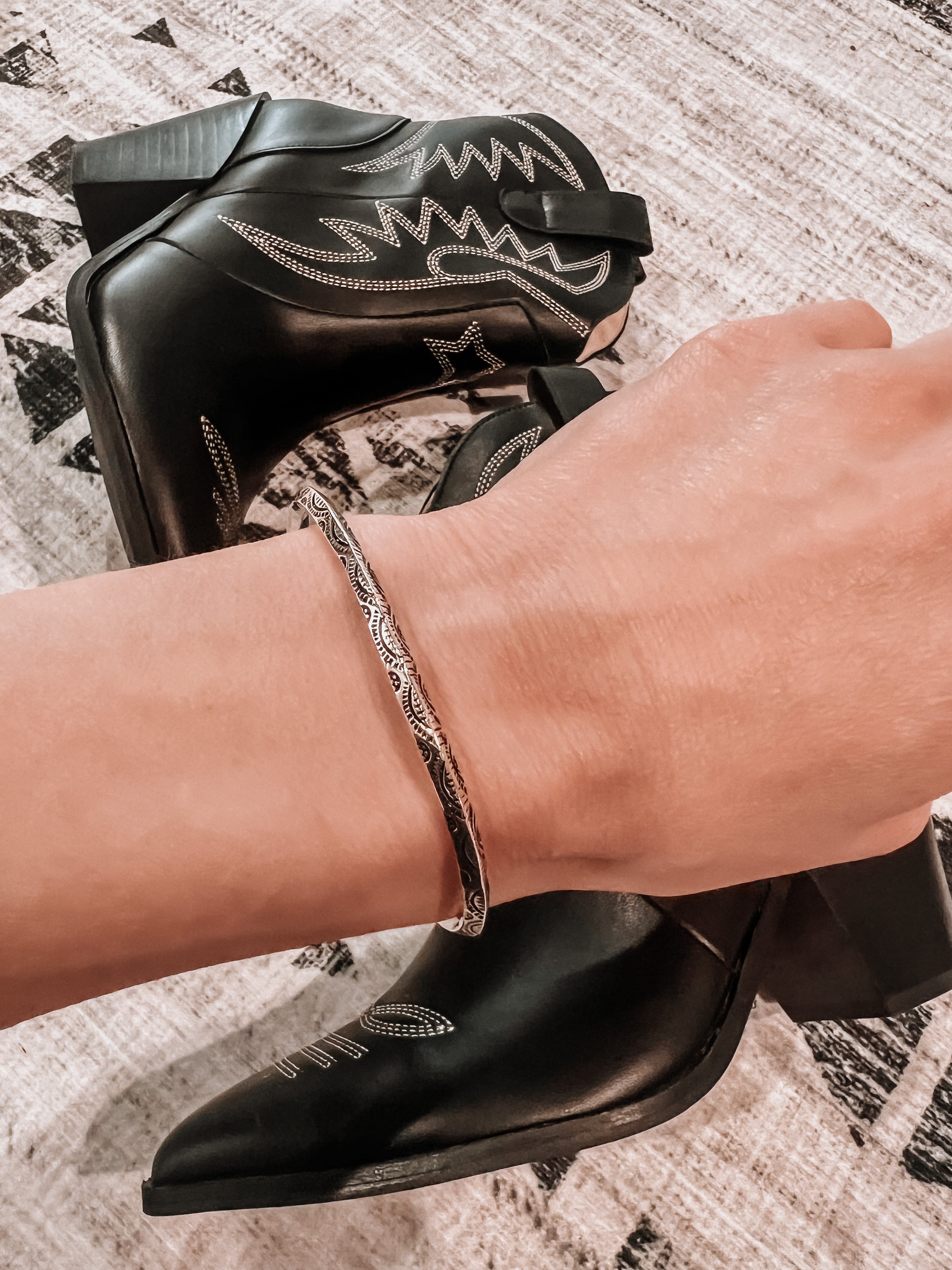 Krush Kandy Original Detailed Sterling Silver Cuff-Bangle Bracelets-Krush Kandy, Women's Online Fashion Boutique Located in Phoenix, Arizona (Scottsdale Area)