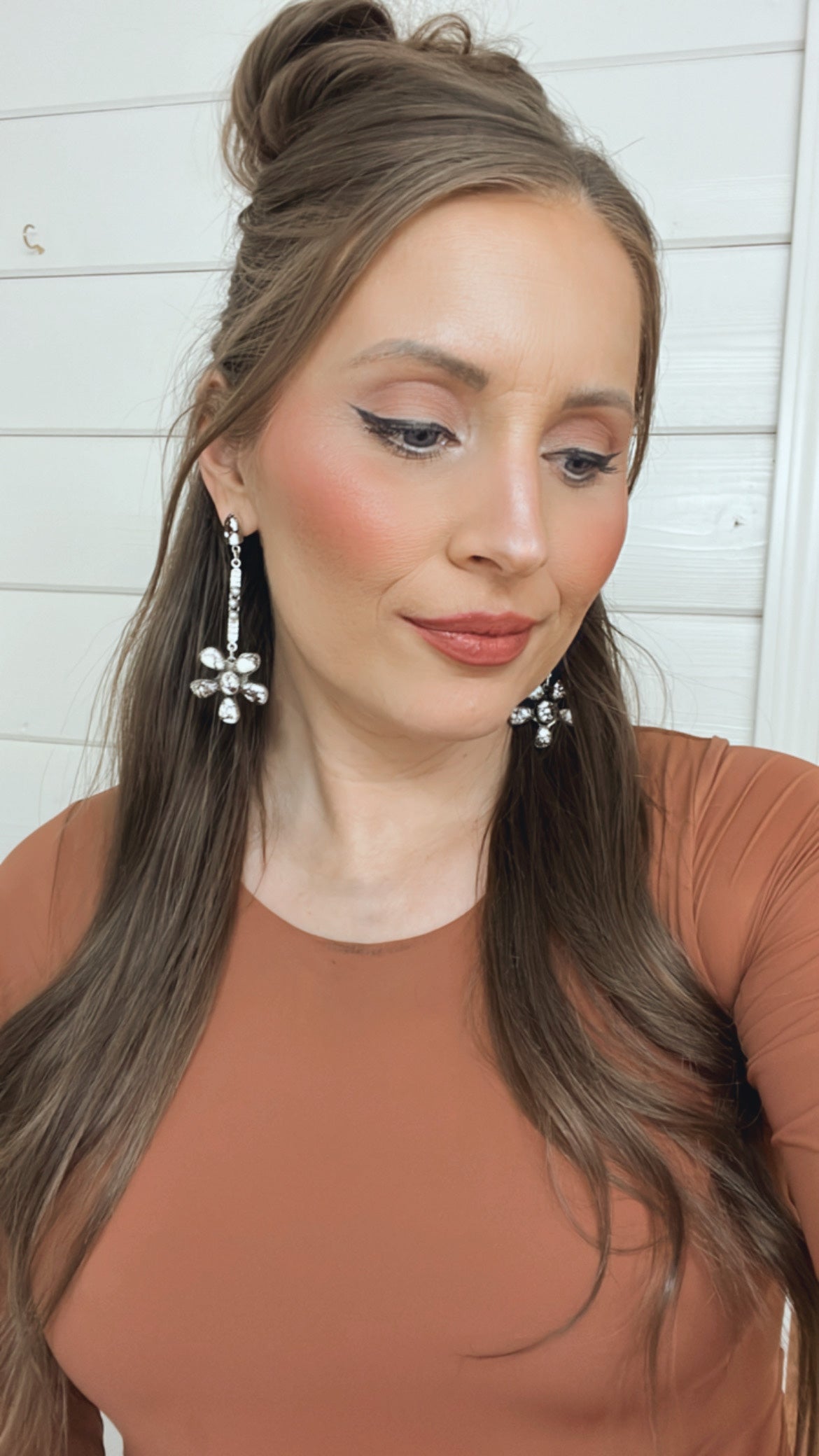 Soul Sister Flower Sterling Silver & Stone Earrings MADE TO ORDER-Drop Earrings-Krush Kandy, Women's Online Fashion Boutique Located in Phoenix, Arizona (Scottsdale Area)