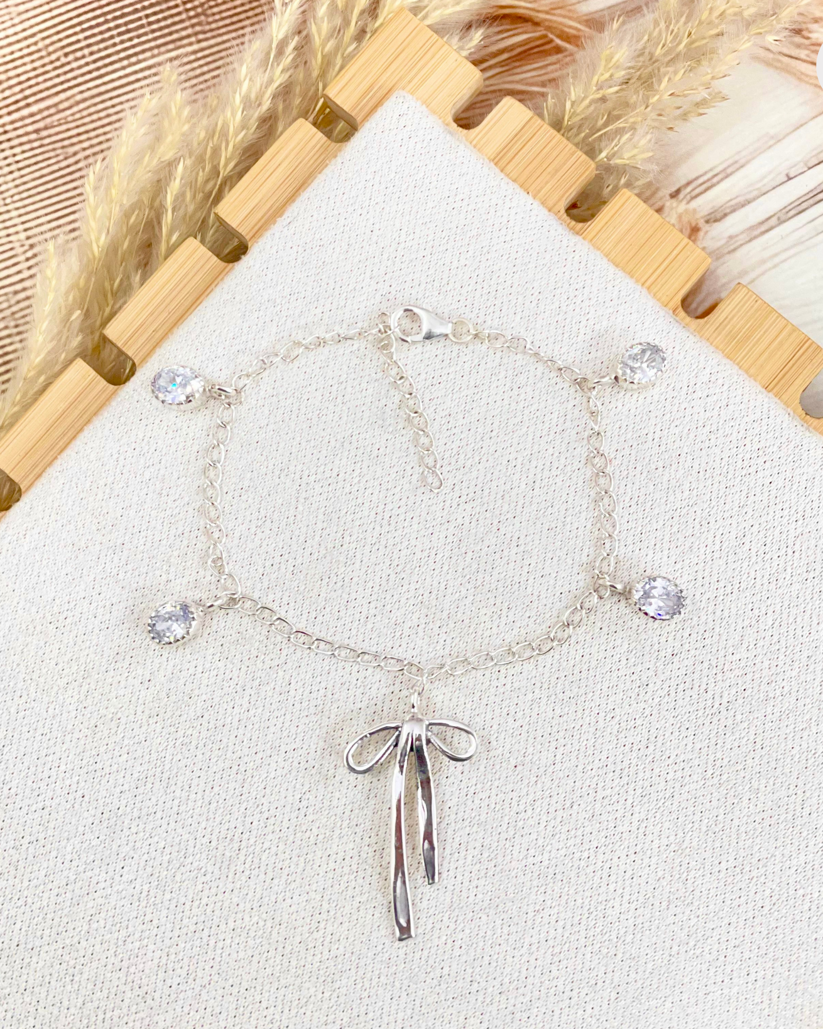 White CZ & Sterling Bow Bracelet-Bracelets-Krush Kandy, Women's Online Fashion Boutique Located in Phoenix, Arizona (Scottsdale Area)