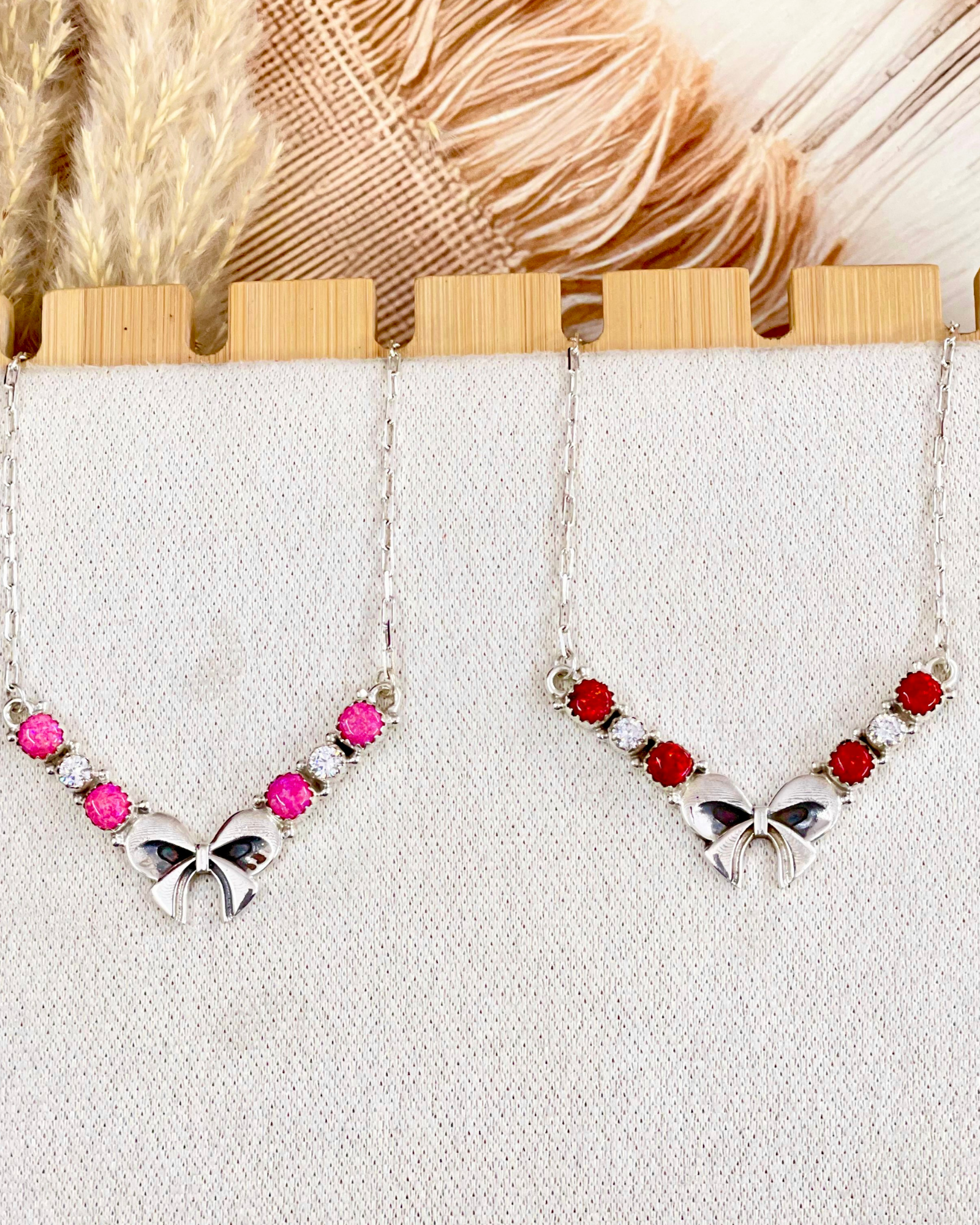 Opal & Crystal Bow Necklace-Necklaces-Krush Kandy, Women's Online Fashion Boutique Located in Phoenix, Arizona (Scottsdale Area)