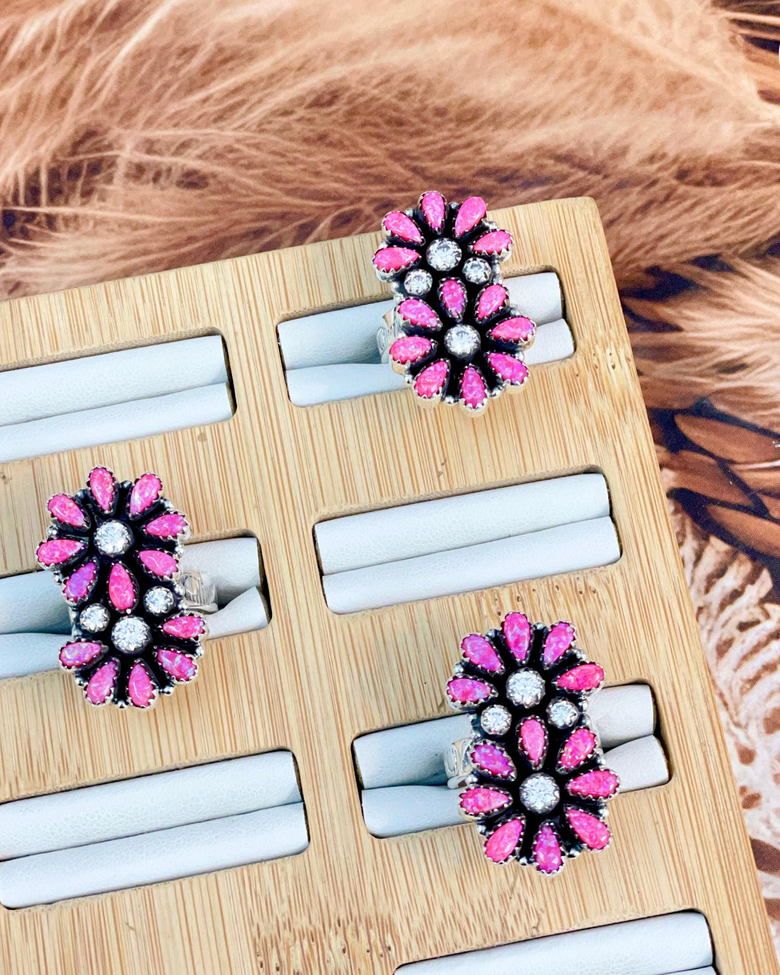 Radiant Dreamer Neon Pink Opal Clusters-Ring Sizers-Krush Kandy, Women's Online Fashion Boutique Located in Phoenix, Arizona (Scottsdale Area)