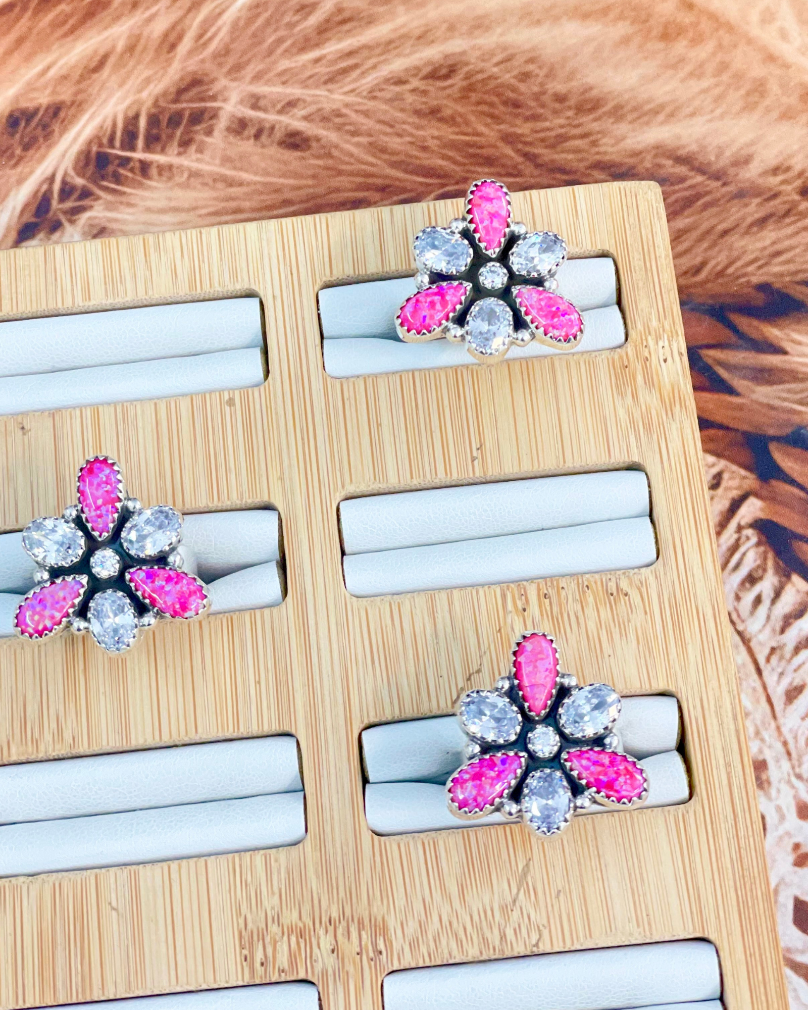 Frosted Flame Neon Pink Opal & Crystal Ring-Ring Sizers-Krush Kandy, Women's Online Fashion Boutique Located in Phoenix, Arizona (Scottsdale Area)
