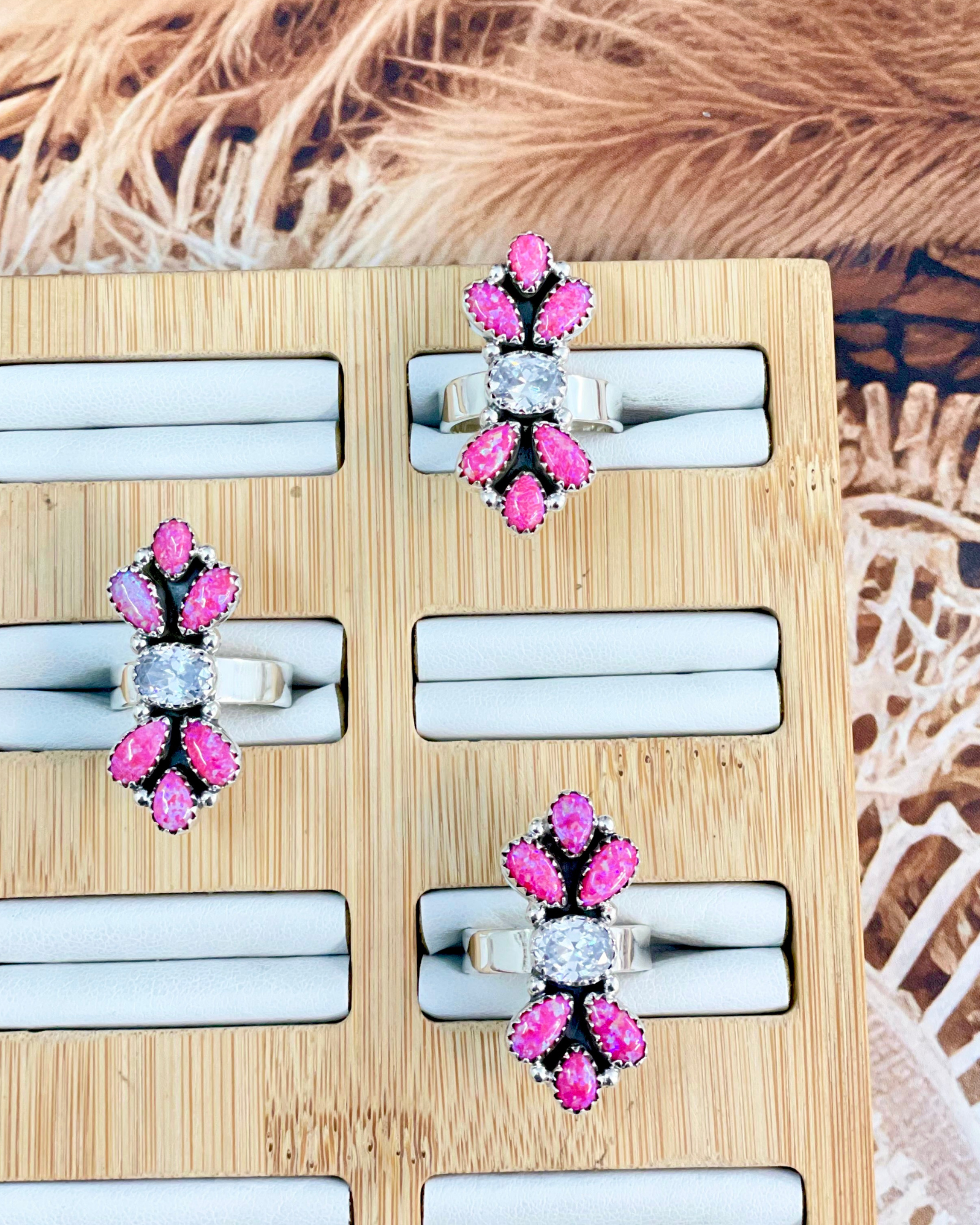 Leah's Neon Pink Opal & Crystal Ring-Ring Sizers-Krush Kandy, Women's Online Fashion Boutique Located in Phoenix, Arizona (Scottsdale Area)