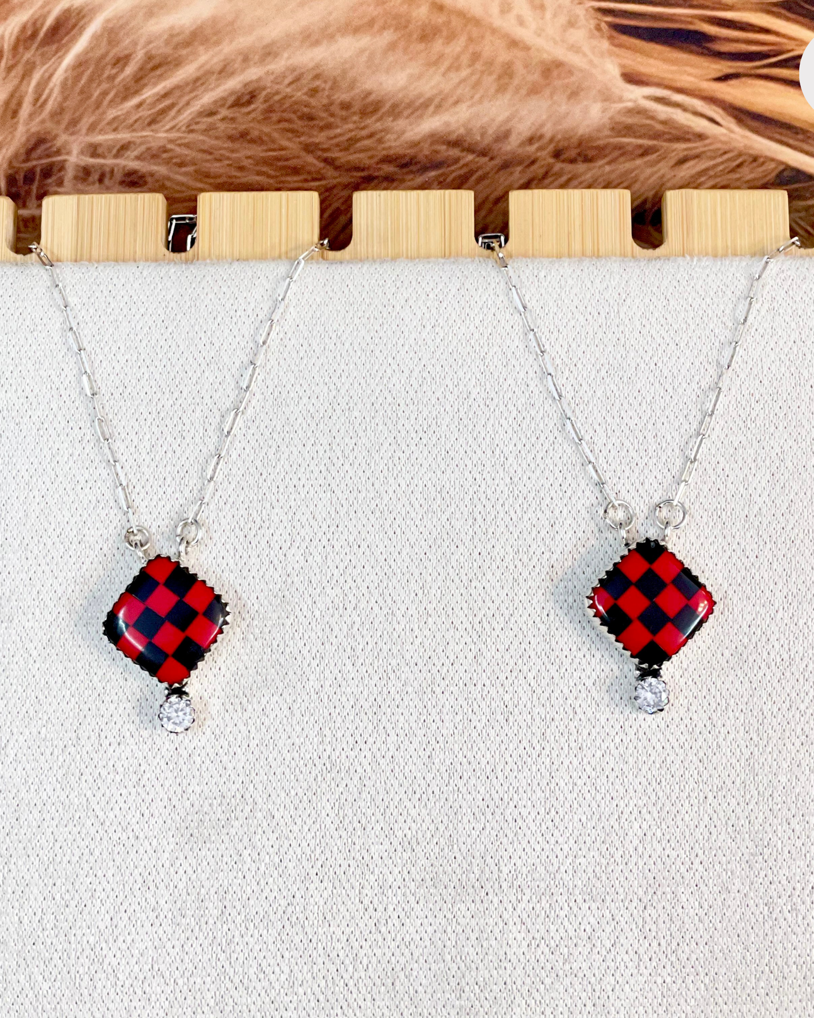 Rodeo Rouge Checkered Necklace-Necklaces-Krush Kandy, Women's Online Fashion Boutique Located in Phoenix, Arizona (Scottsdale Area)